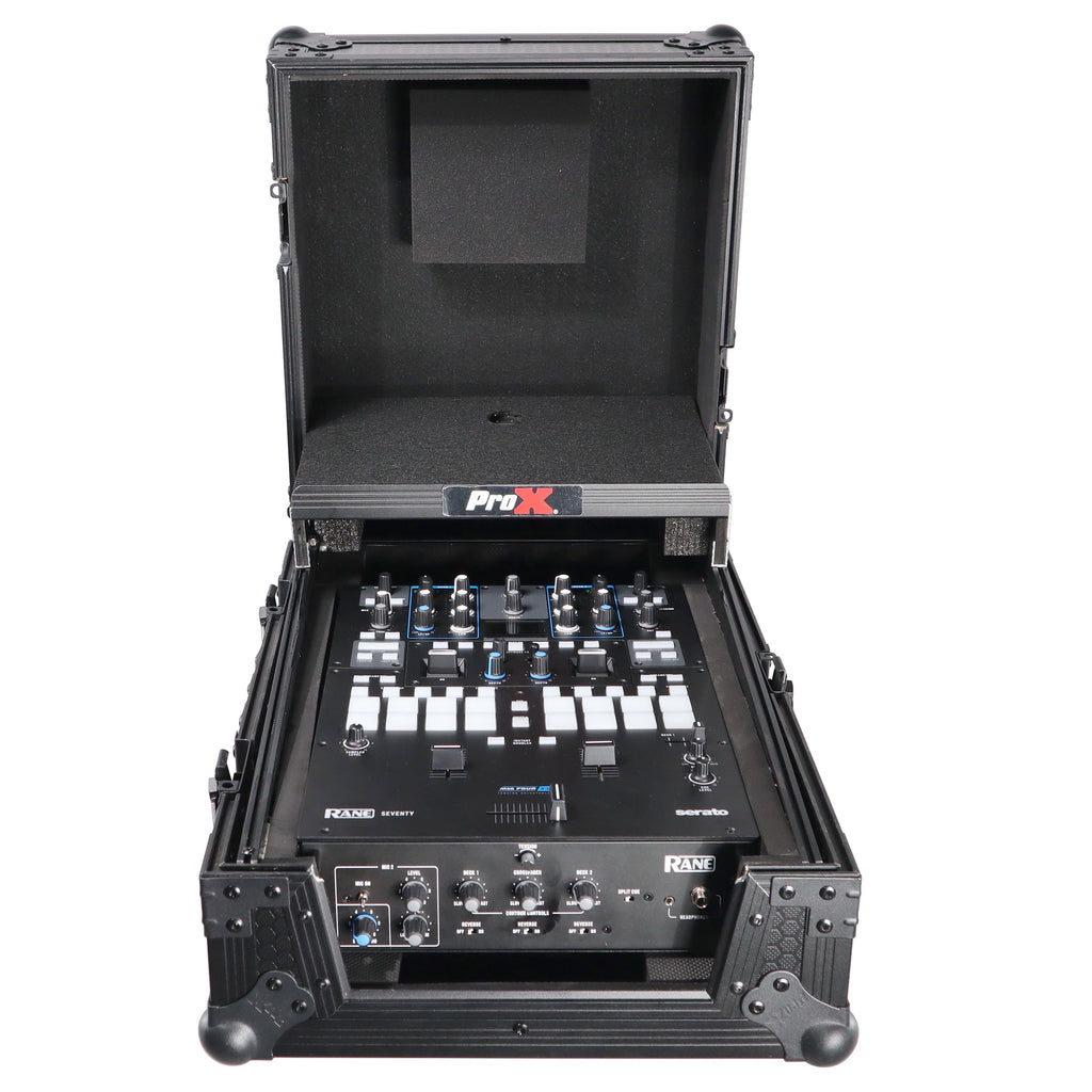 11" DJ Mixer Road Case W/Laptop Shelf for Rane Seventy-Two 72 and Rane Seventy (Black on Black)