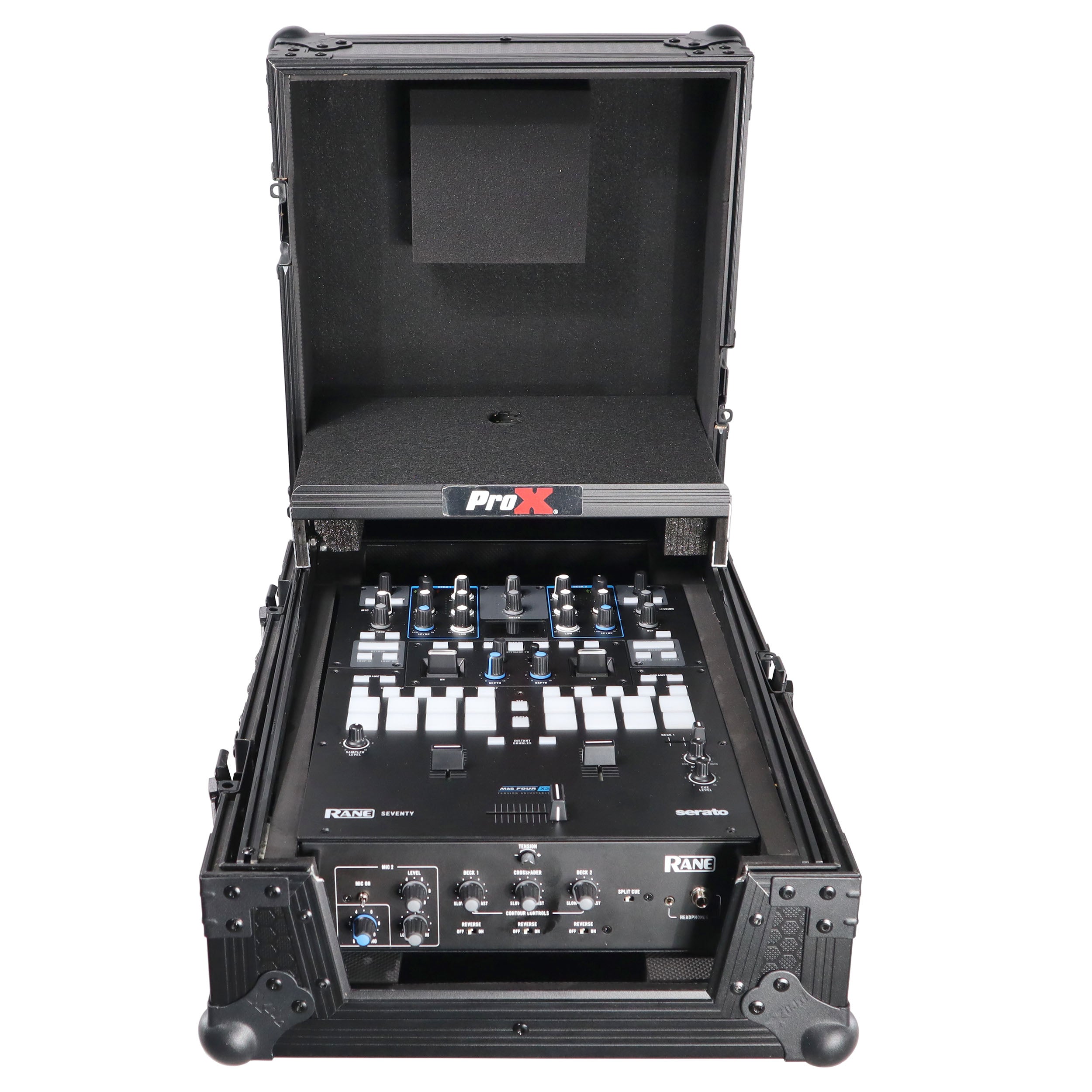 11" DJ Mixer Road Case W/Laptop Shelf for Rane Seventy-Two 72 and Rane Seventy (Black on Black)