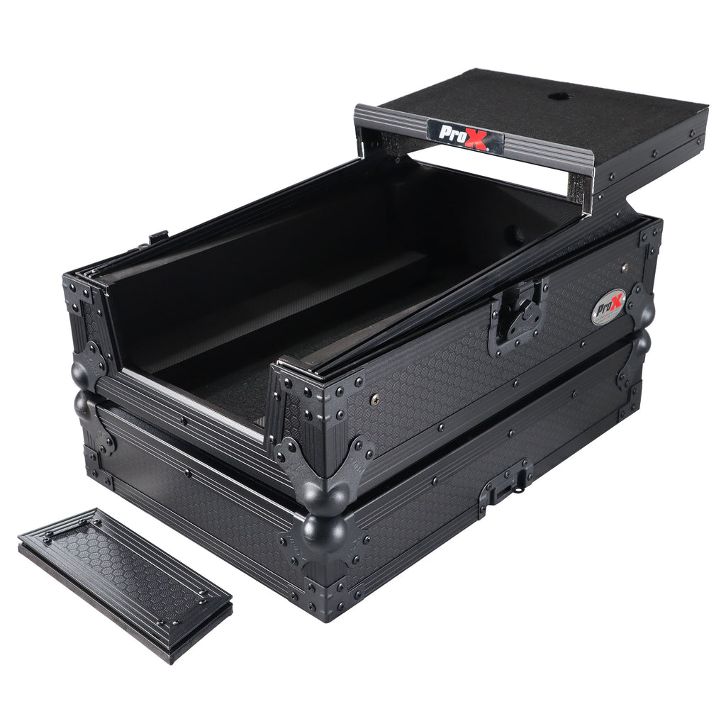 11" DJ Mixer Road Case W/Laptop Shelf for Rane Seventy-Two 72 and Rane Seventy (Black on Black)