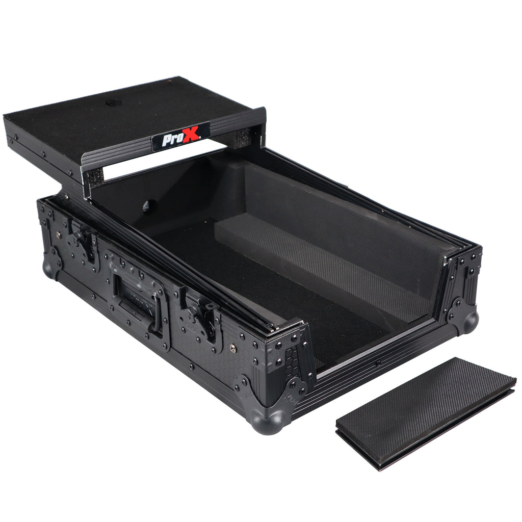 11" DJ Mixer Road Case W/Laptop Shelf for Rane Seventy-Two 72 and Rane Seventy (Black on Black)