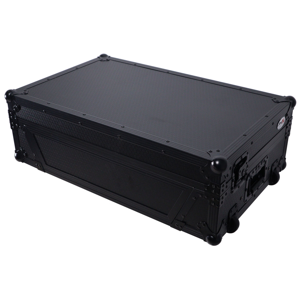 ATA Style Flight Case for Pioneer DDJ-REV7 DDJ-1000 SRT DJ Controller with 2U Rack Space Laptop Shelf Wheels LED Black Finish