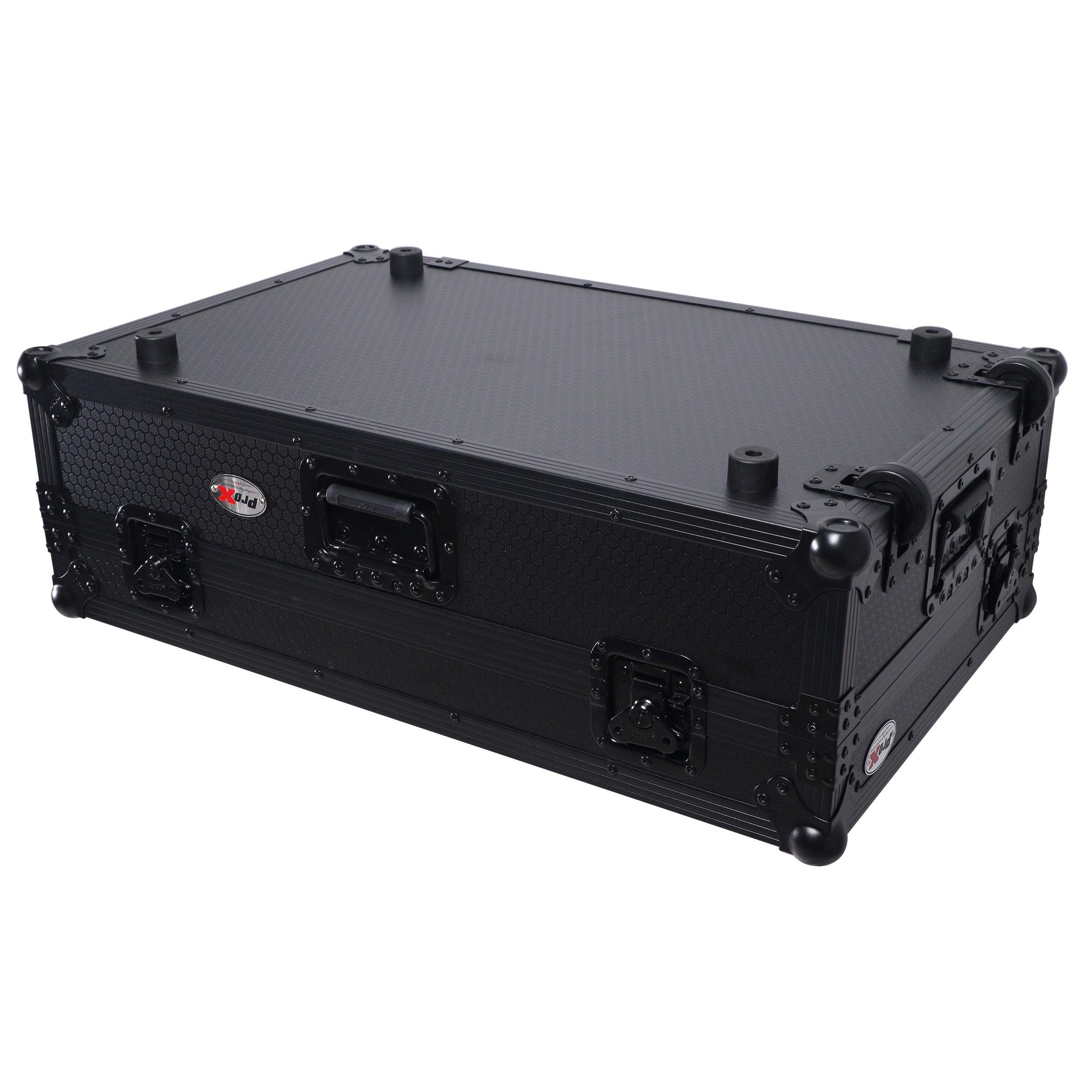 ATA Style Flight Case for Pioneer DDJ-REV7 DDJ-1000 SRT DJ Controller with 2U Rack Space Laptop Shelf Wheels LED Black Finish