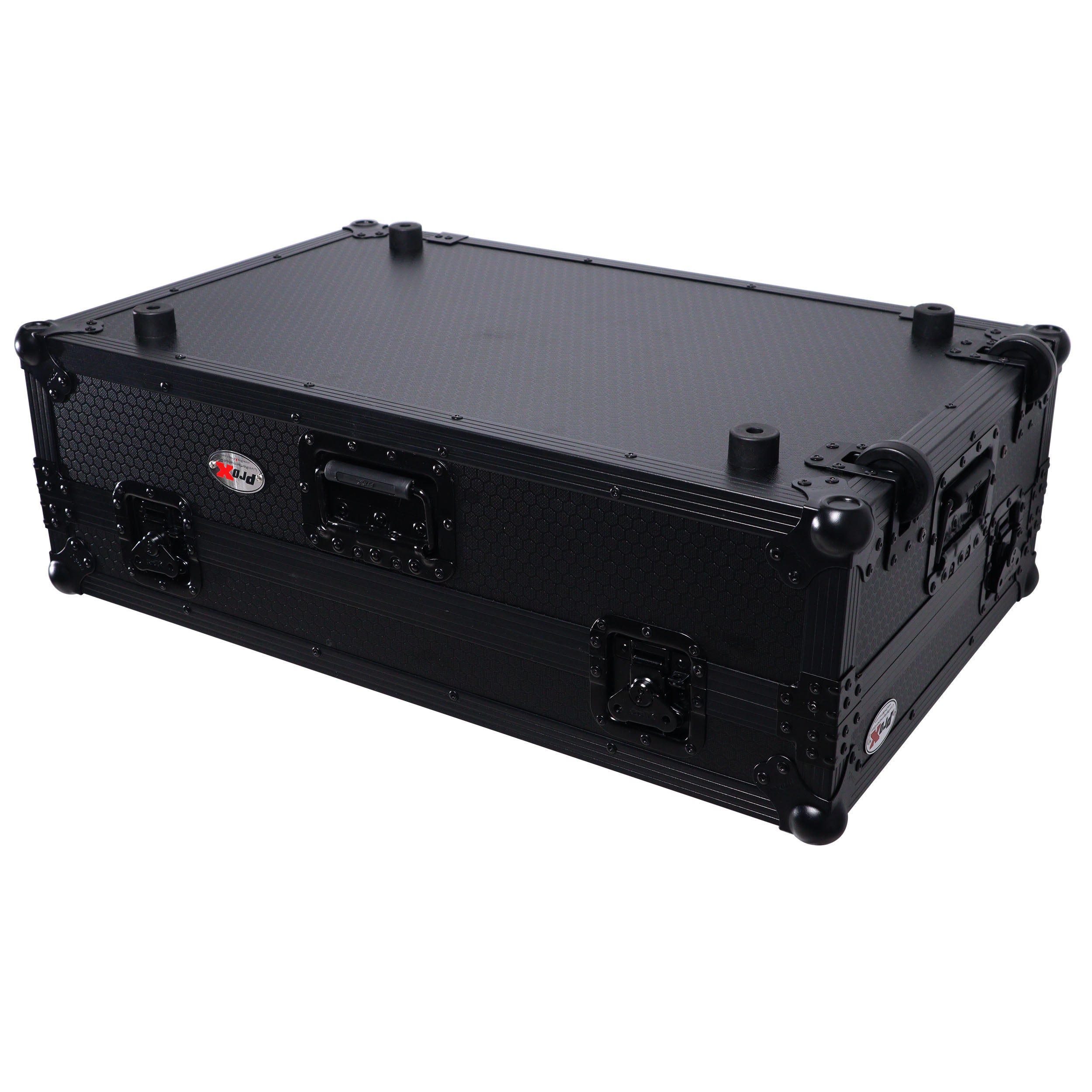ATA Style Flight Case for Pioneer DDJ-REV7 DDJ-1000 SRT DJ Controller with 2U Rack Space Laptop Shelf Wheels LED Black Finish