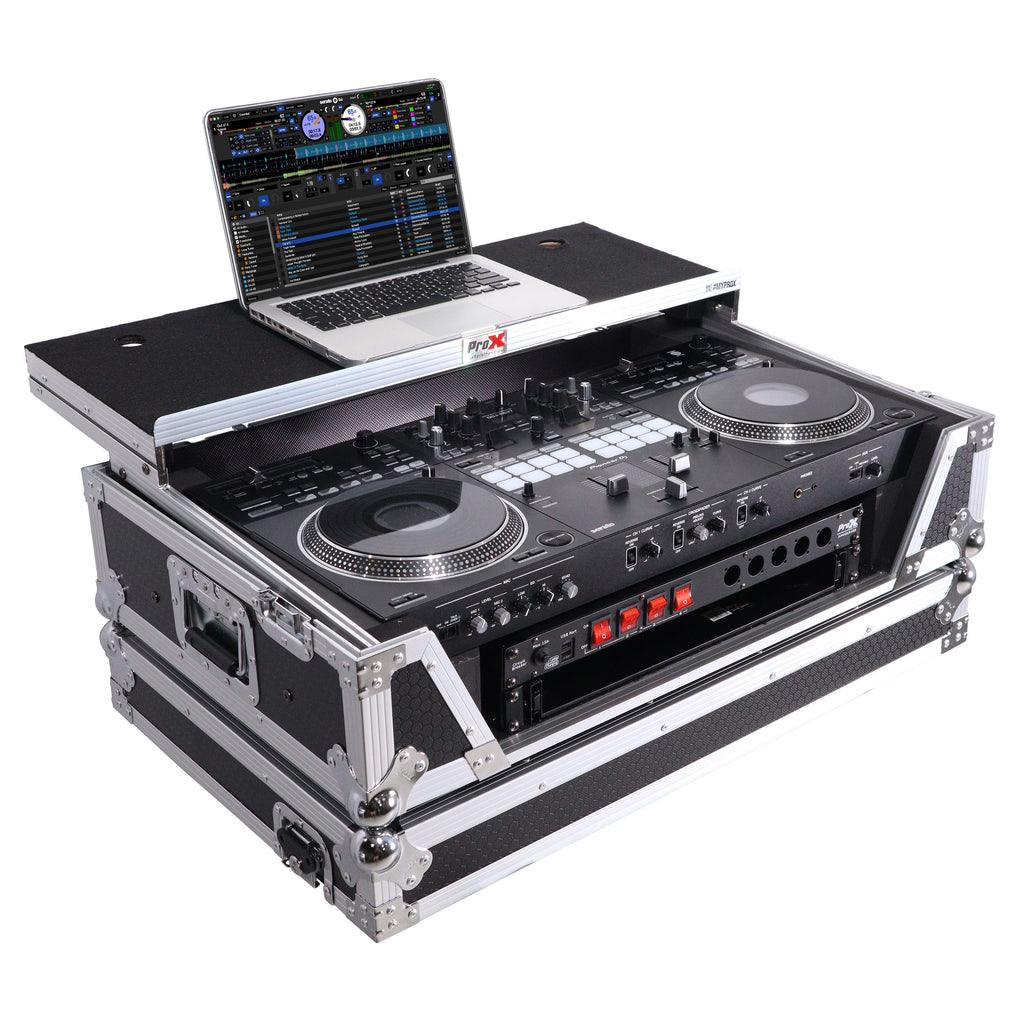 ATA Style Flight Case for Pioneer DDJ-REV7 & DDJ-1000 SRT  DJ Controller with 2U Rack Space Laptop Shelf Wheels LED kit