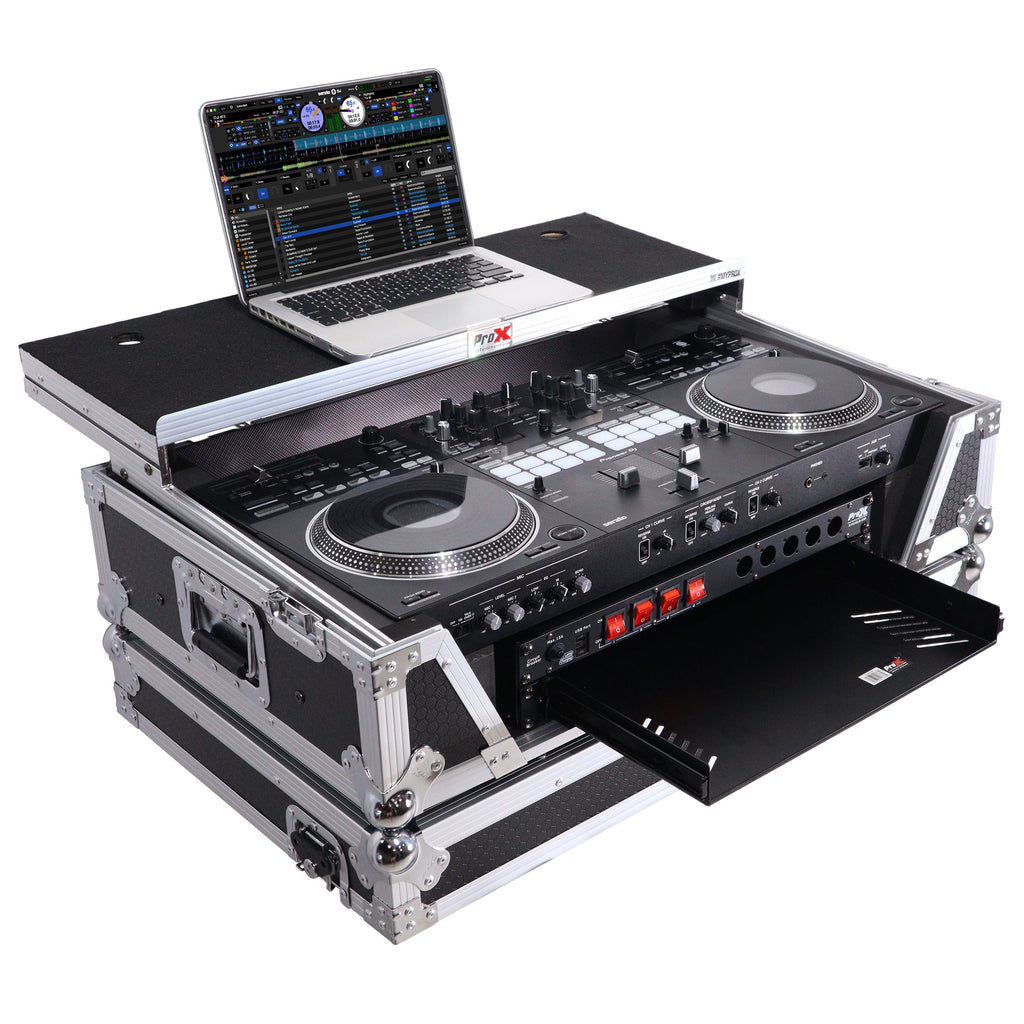 ATA Style Flight Case for Pioneer DDJ-REV7 & DDJ-1000 SRT  DJ Controller with 2U Rack Space Laptop Shelf Wheels LED kit