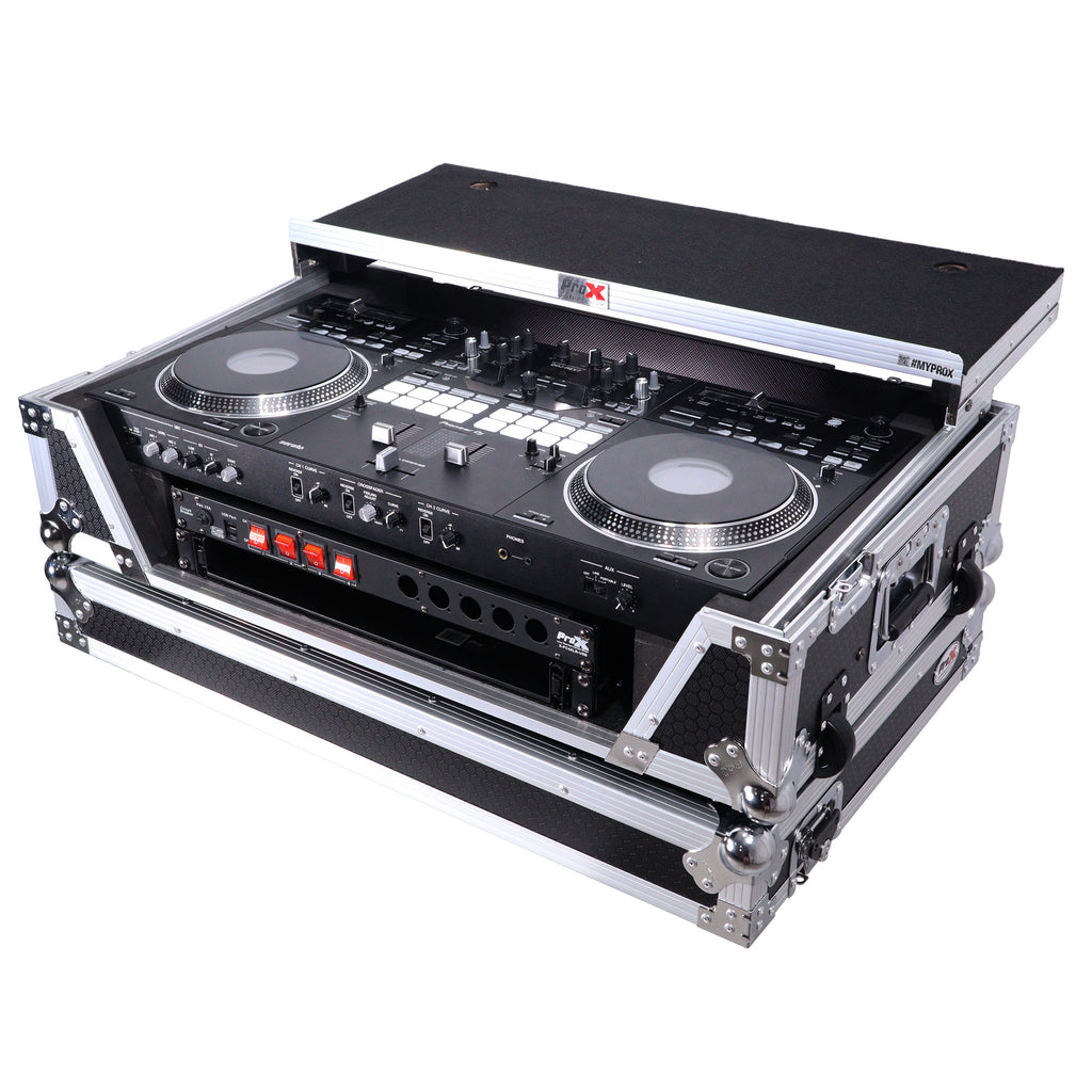 ATA Style Flight Case for Pioneer DDJ-REV7 & DDJ-1000 SRT  DJ Controller with 2U Rack Space Laptop Shelf Wheels LED kit