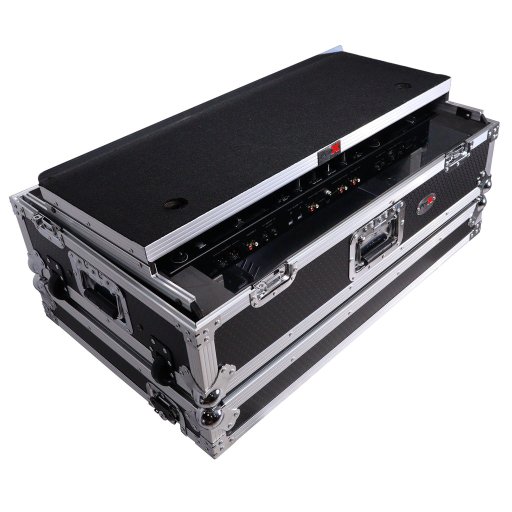 ATA Style Flight Case for Pioneer DDJ-REV7 & DDJ-1000 SRT  DJ Controller with 2U Rack Space Laptop Shelf Wheels LED kit