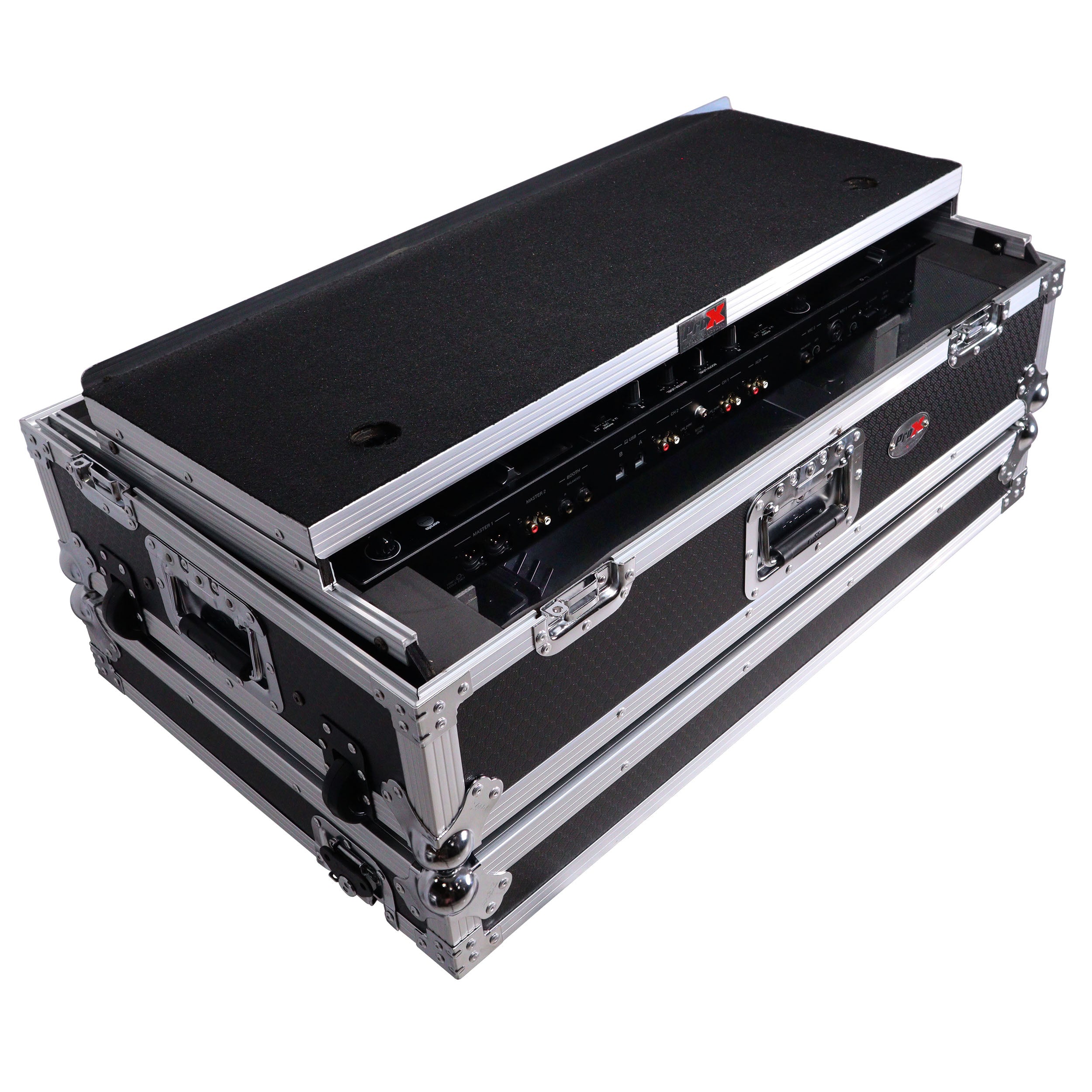 ATA Style Flight Case for Pioneer DDJ-REV7 & DDJ-1000 SRT  DJ Controller with 2U Rack Space Laptop Shelf Wheels LED kit