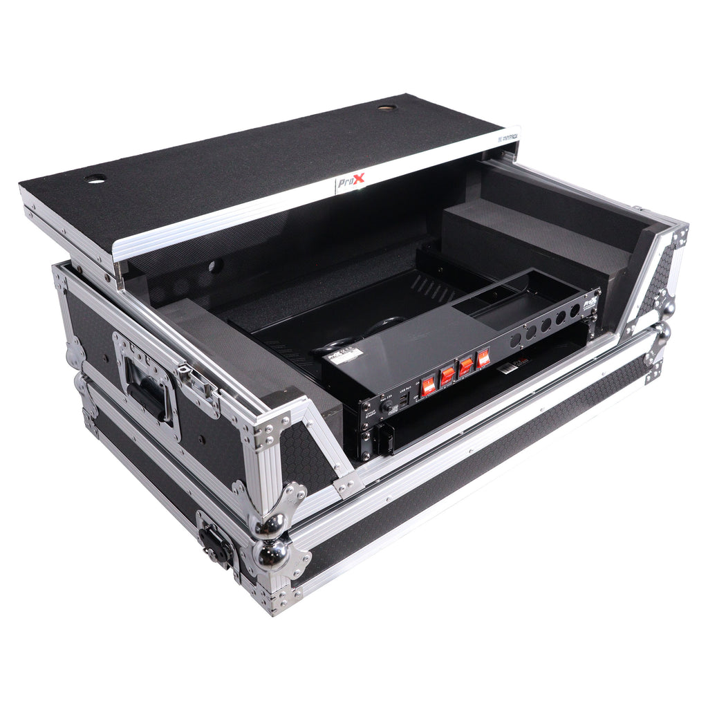 ATA Style Flight Case for Pioneer DDJ-REV7 & DDJ-1000 SRT  DJ Controller with 2U Rack Space Laptop Shelf Wheels LED kit