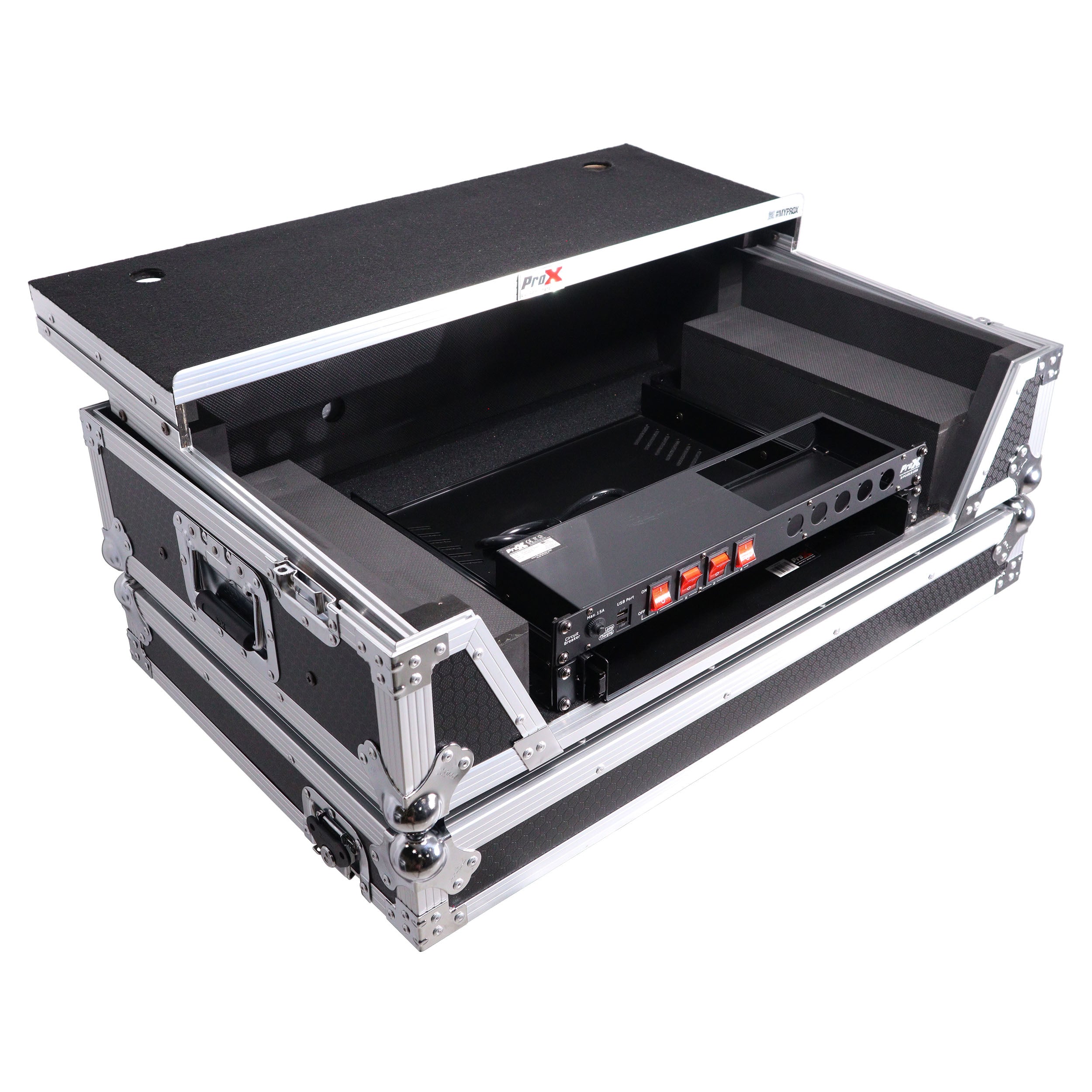 ATA Style Flight Case for Pioneer DDJ-REV7 & DDJ-1000 SRT  DJ Controller with 2U Rack Space Laptop Shelf Wheels LED kit