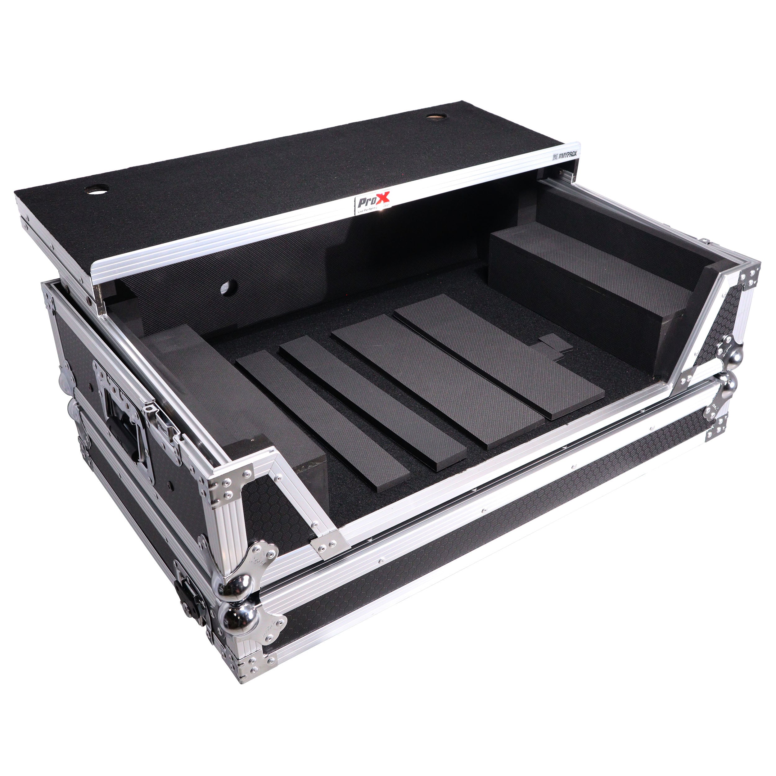ATA Style Flight Case for Pioneer DDJ-REV7 & DDJ-1000 SRT  DJ Controller with 2U Rack Space Laptop Shelf Wheels LED kit