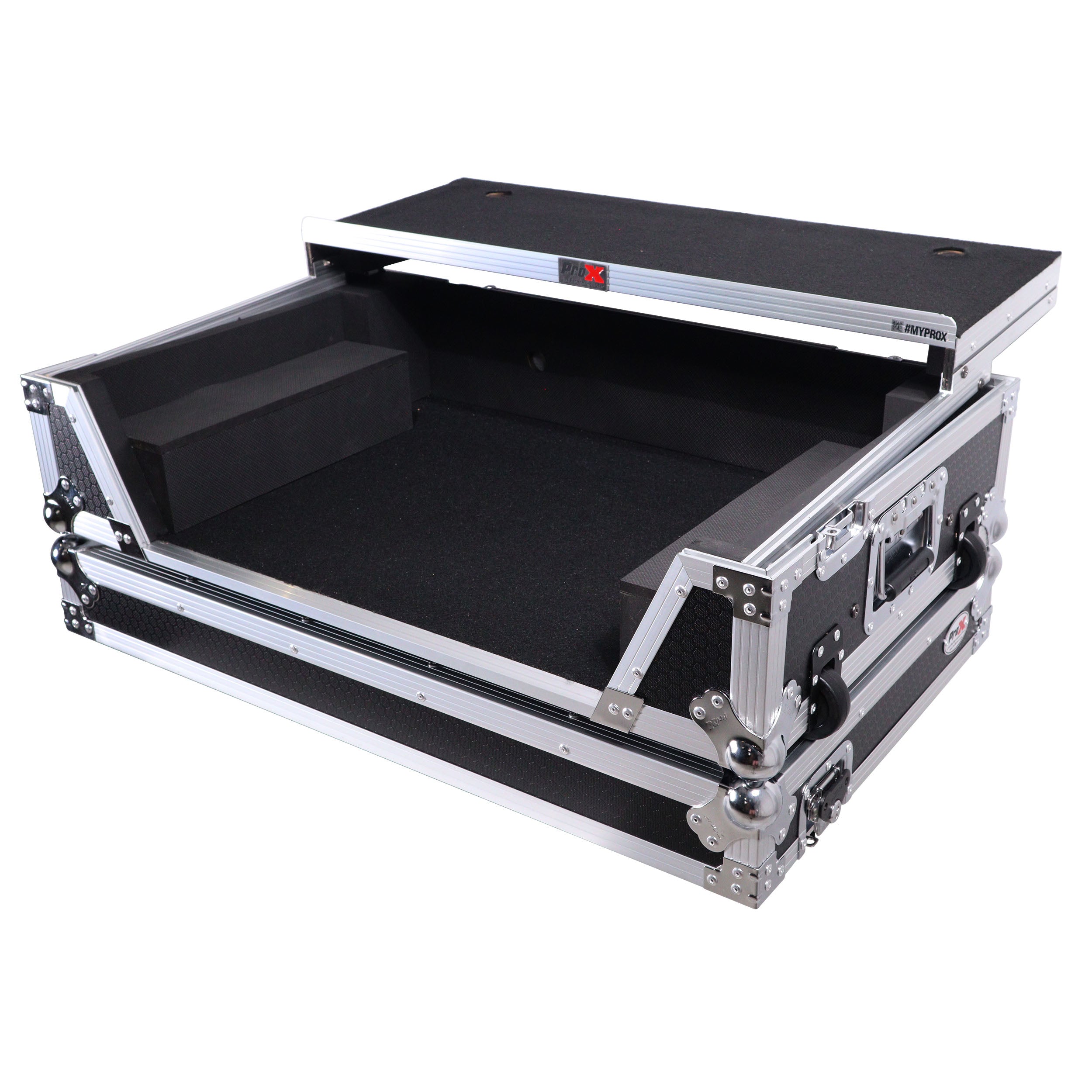 ATA Style Flight Case for Pioneer DDJ-REV7 & DDJ-1000 SRT  DJ Controller with 2U Rack Space Laptop Shelf Wheels LED kit