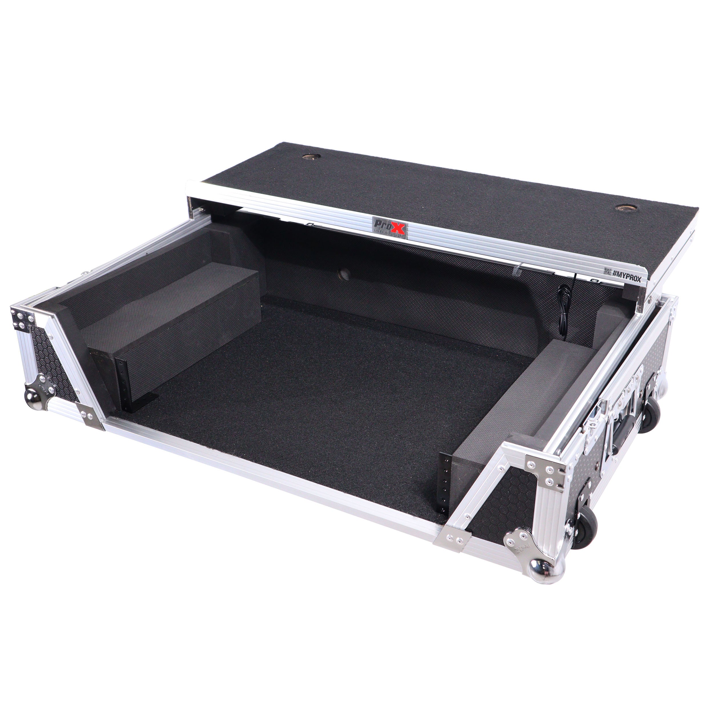 ATA Style Flight Case for Pioneer DDJ-REV7 & DDJ-1000 SRT  DJ Controller with 2U Rack Space Laptop Shelf Wheels LED kit