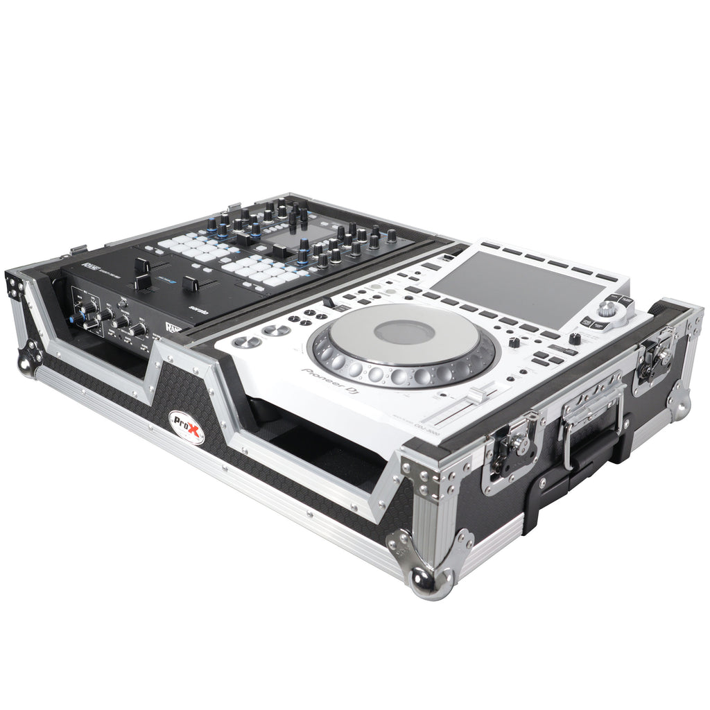 Single CD Player & 12" Mixer Case W/Low Profile Wheels and Retractable Handle