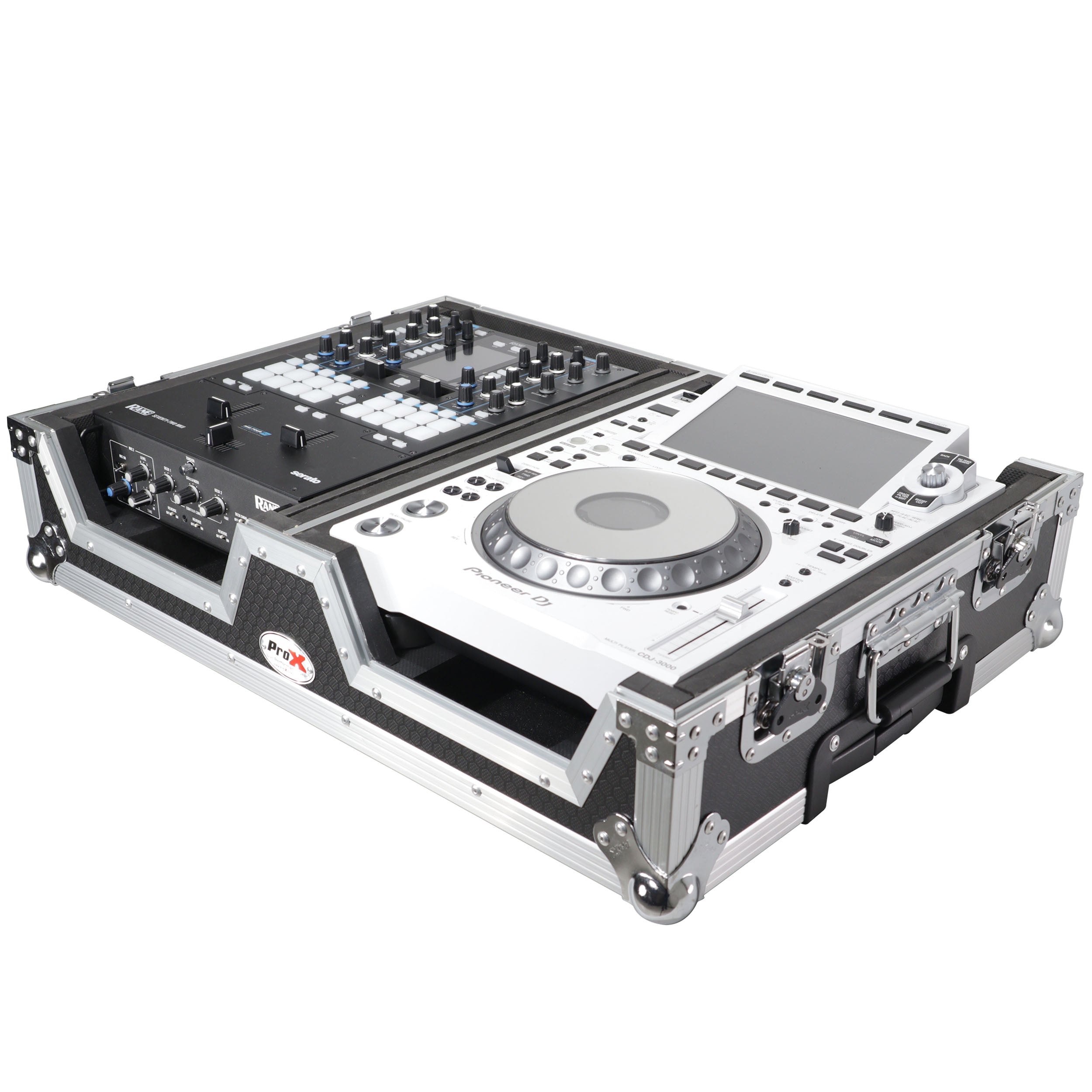Single CD Player & 12" Mixer Case W/Low Profile Wheels and Retractable Handle