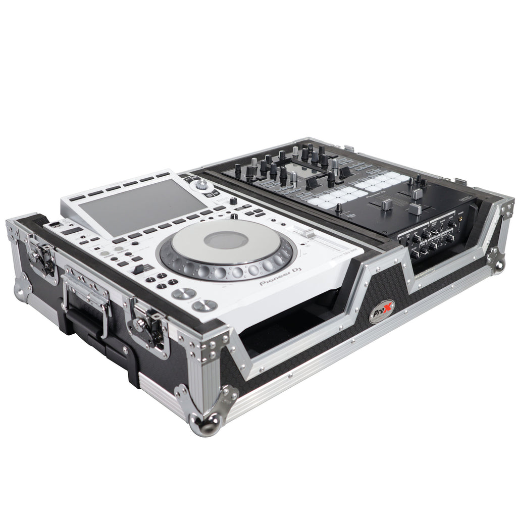Single CD Player & 12" Mixer Case W/Low Profile Wheels and Retractable Handle