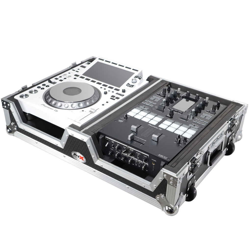 Single CD Player & 12" Mixer Case W/Low Profile Wheels and Retractable Handle
