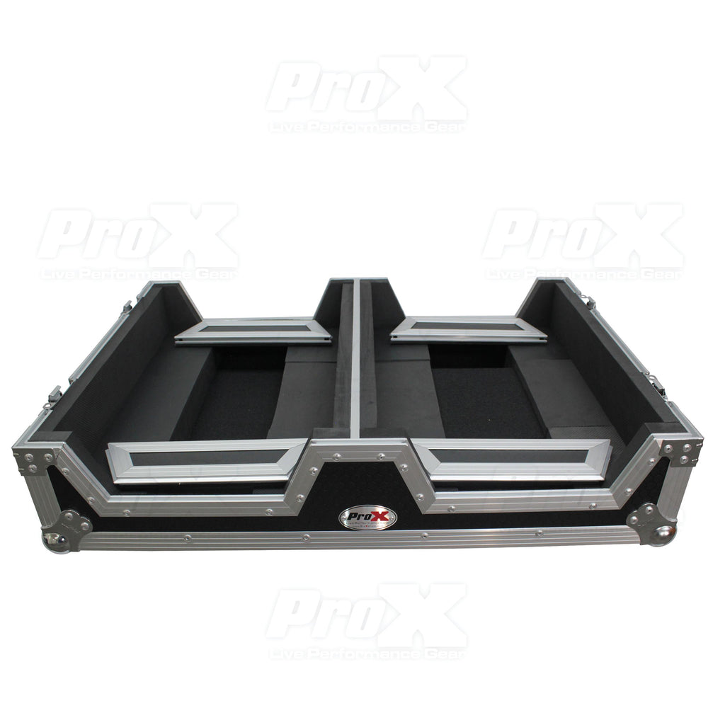 Single CD Player & 12" Mixer Case W/Low Profile Wheels and Retractable Handle