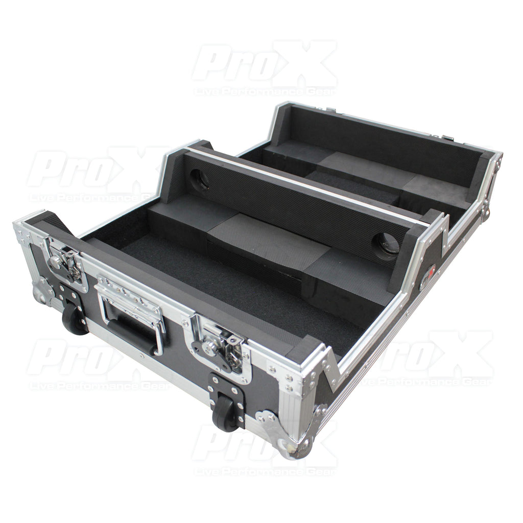 Single CD Player & 12" Mixer Case W/Low Profile Wheels and Retractable Handle