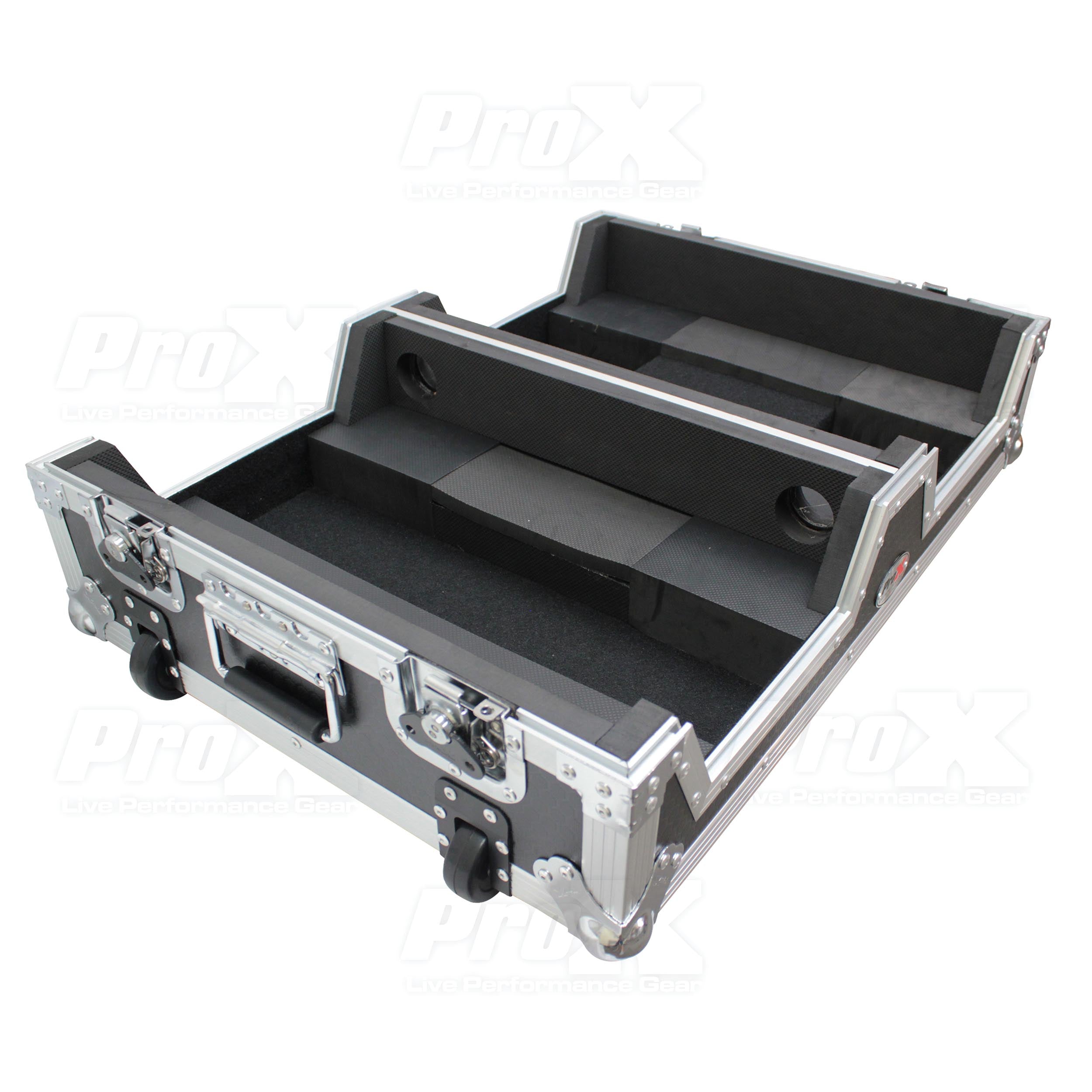 Single CD Player & 12" Mixer Case W/Low Profile Wheels and Retractable Handle