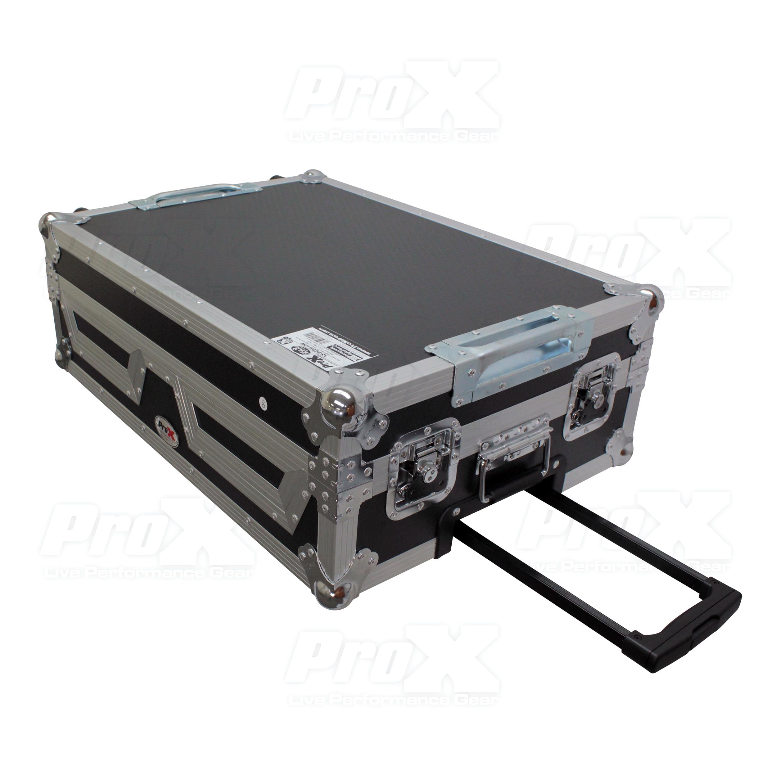 Single CD Player & 12" Mixer Case W/Low Profile Wheels and Retractable Handle