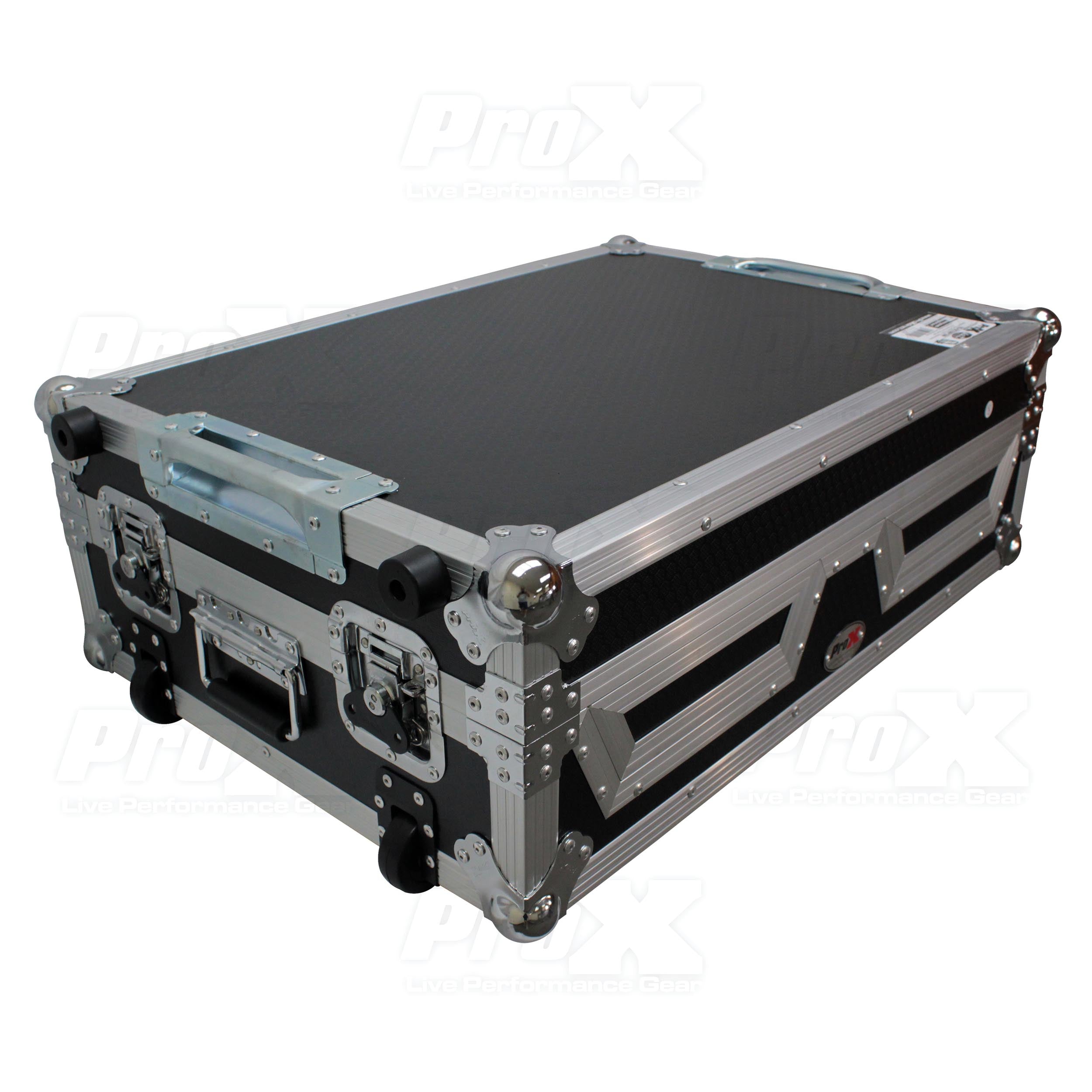 Single CD Player & 12" Mixer Case W/Low Profile Wheels and Retractable Handle