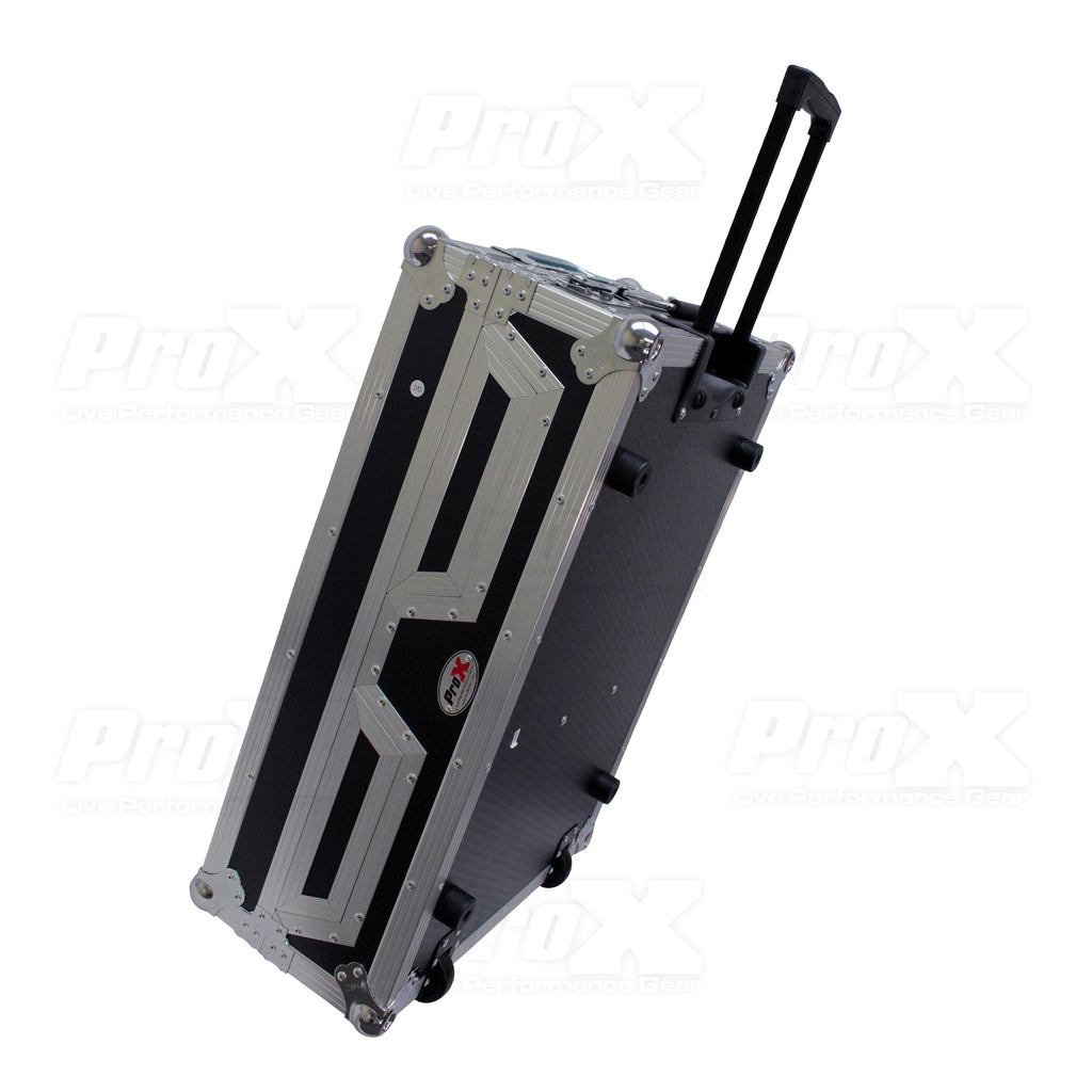 Single CD Player & 12" Mixer Case W/Low Profile Wheels and Retractable Handle
