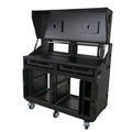 Prado Mobile AV Broadcasting Streaming Recording Studio Workstation Case with 2x 4U Top 2x 12U Bottom Front Slamr Door All Black