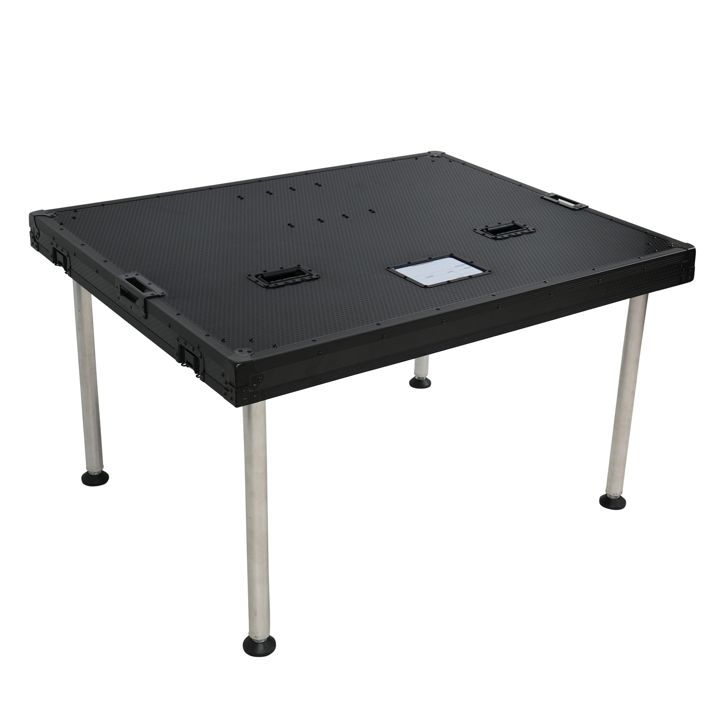 Prado Mobile AV Broadcasting Streaming Recording Studio Workstation Case with 2x 4U Top 2x 12U Bottom Front Slamr Door All Black