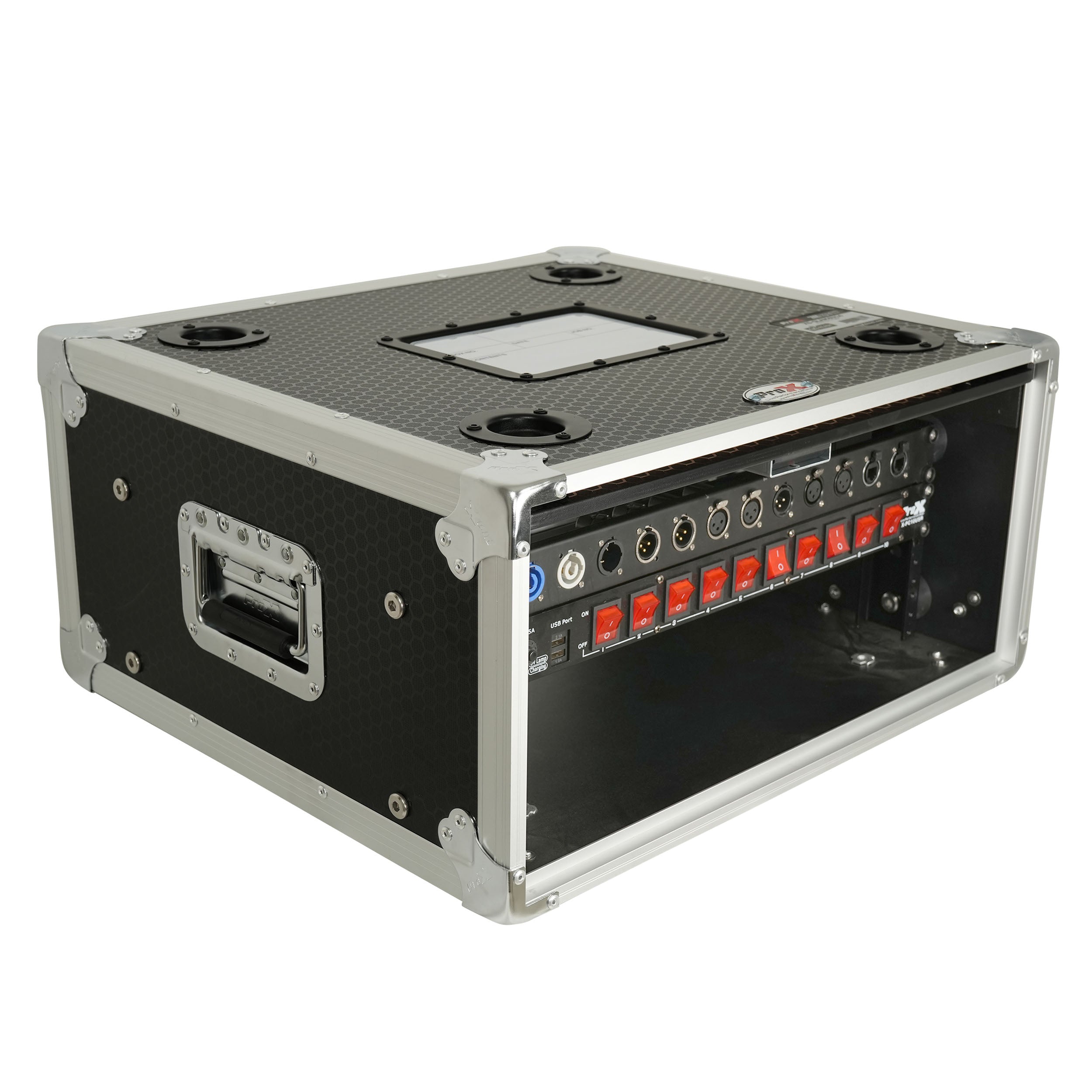 4U Vertical Shockmount Rack Case 14" Depth with Dual Top Sliding Slam Doors