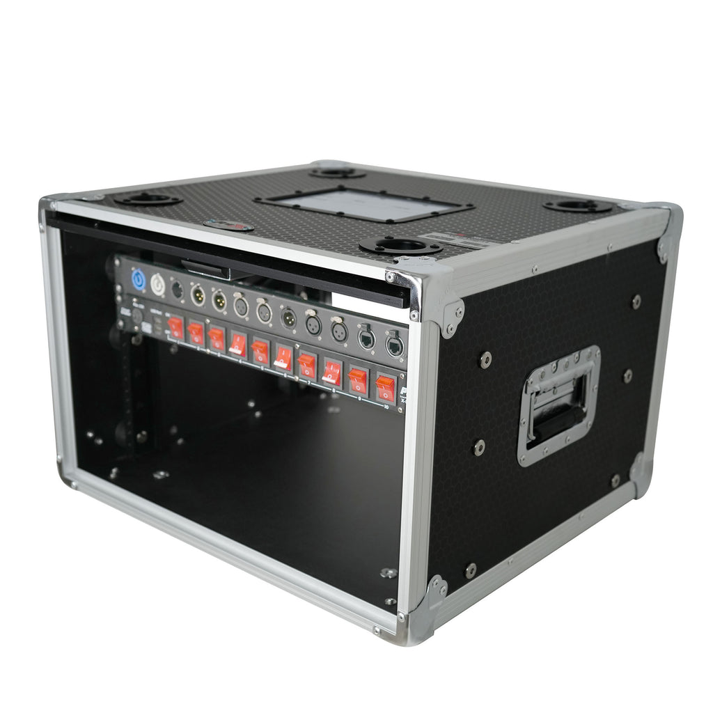 6U Vertical Shockmount Rack Case 14" Depth with Dual Top Sliding Slam Doors