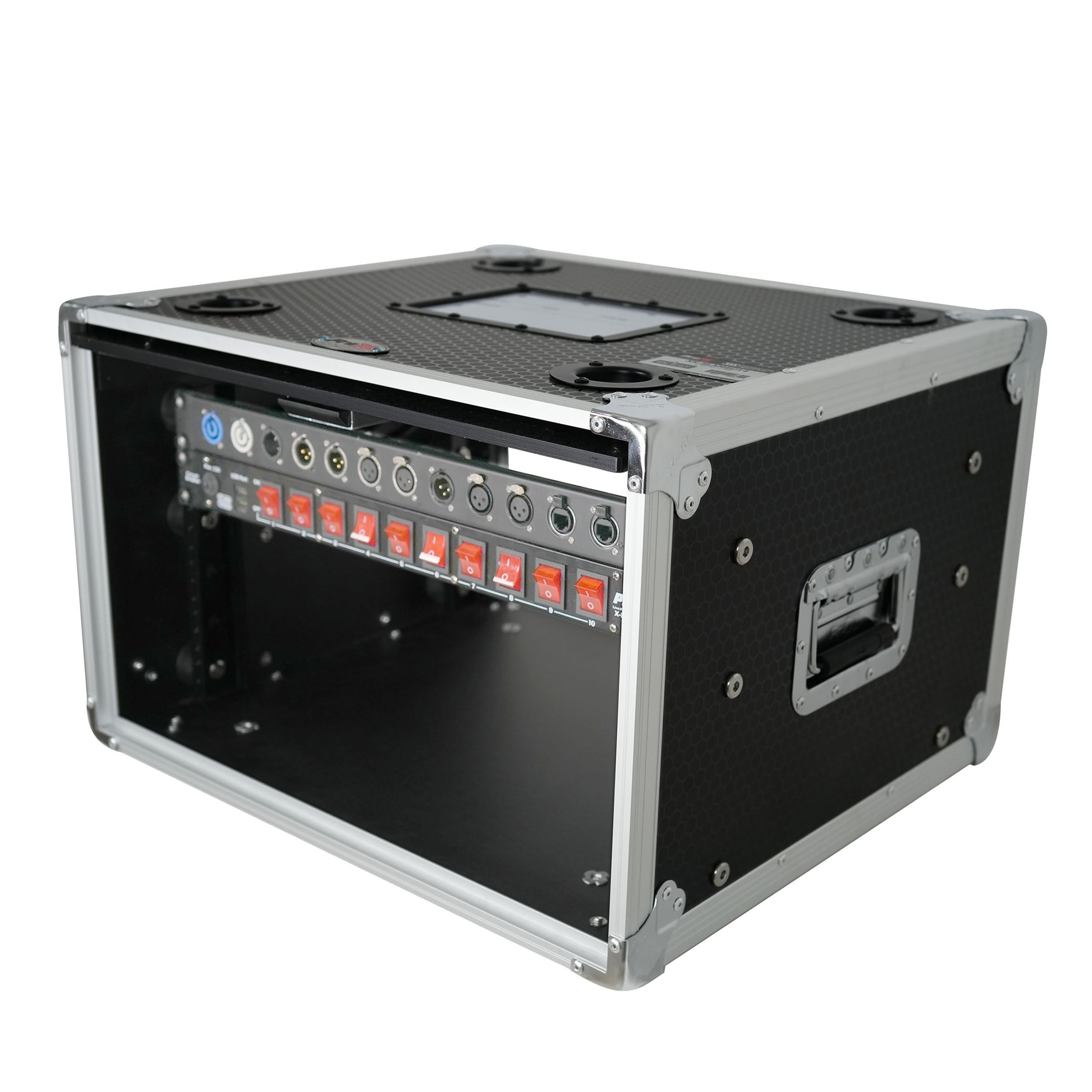 6U Vertical Shockmount Rack Case 14" Depth with Dual Top Sliding Slam Doors