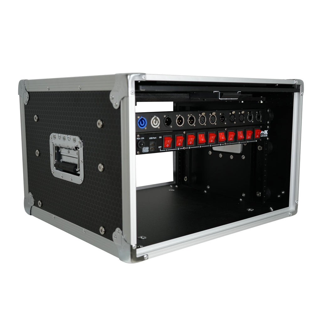 6U Vertical Shockmount Rack Case 14" Depth with Dual Top Sliding Slam Doors