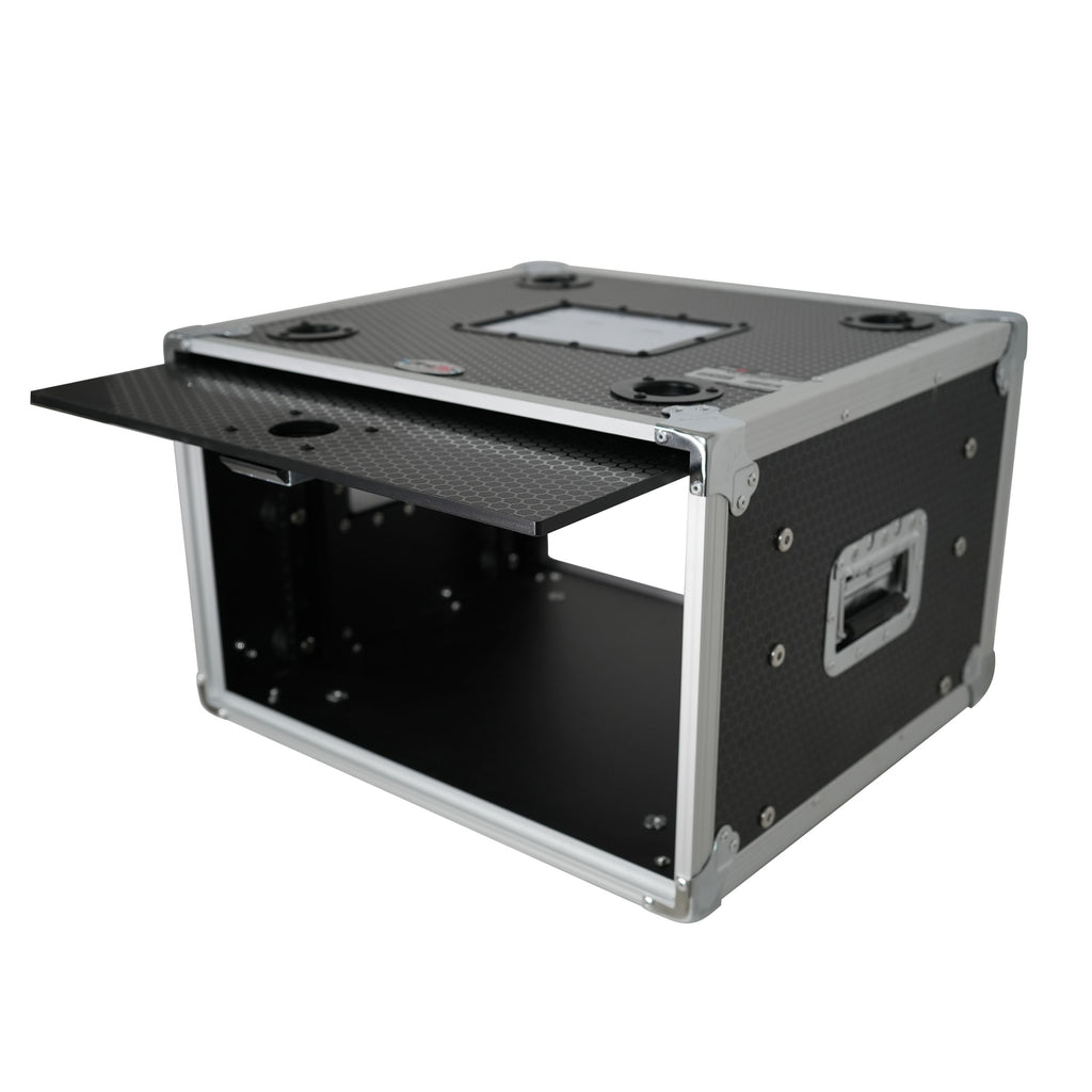 6U Vertical Shockmount Rack Case 14" Depth with Dual Top Sliding Slam Doors