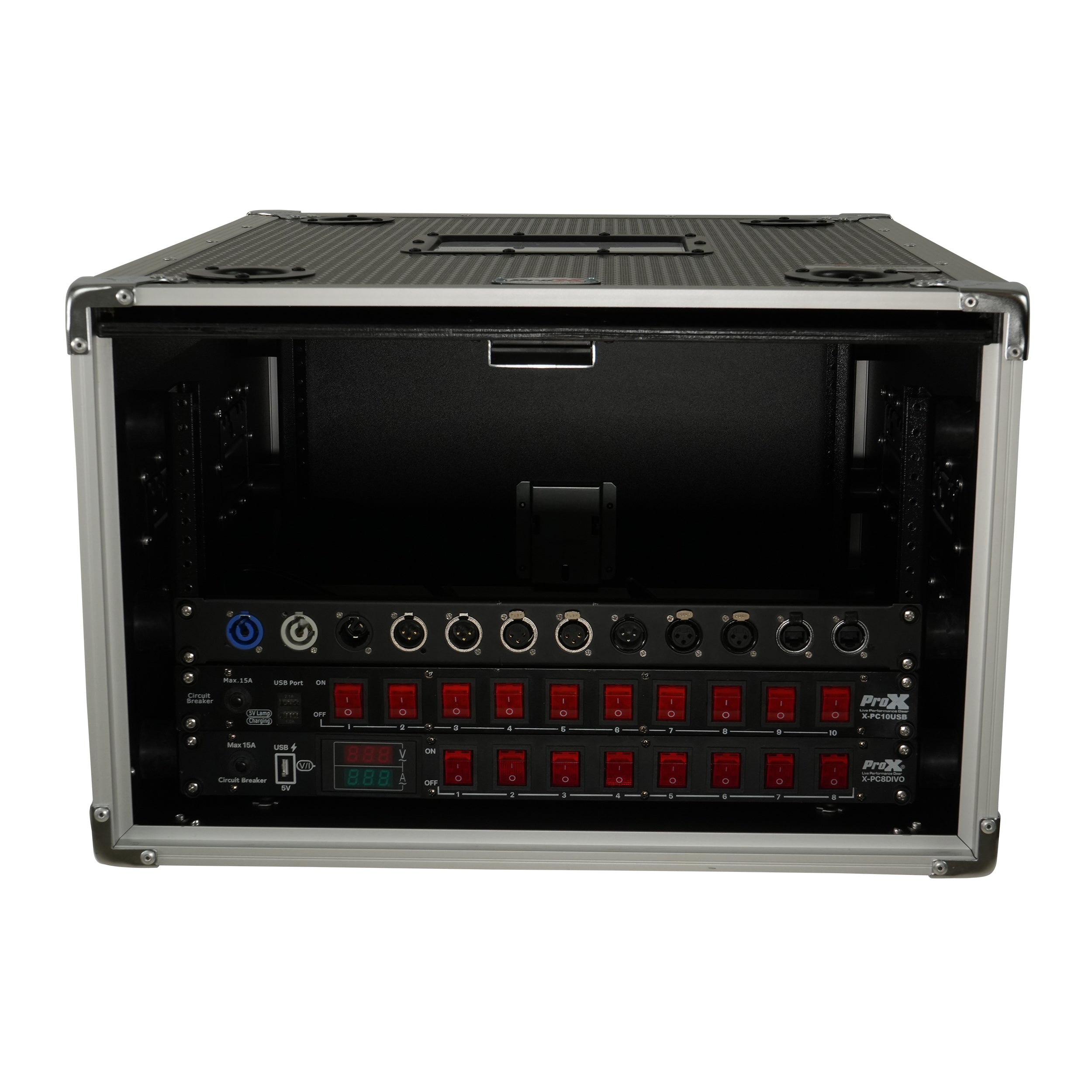 6U Vertical Shockmount Rack Case 20" Depth with Dual Top Sliding Slam Doors