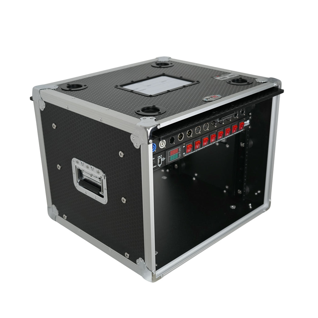8U Vertical Shockmount Rack Case 14" Depth with Dual Top Sliding Slam Doors