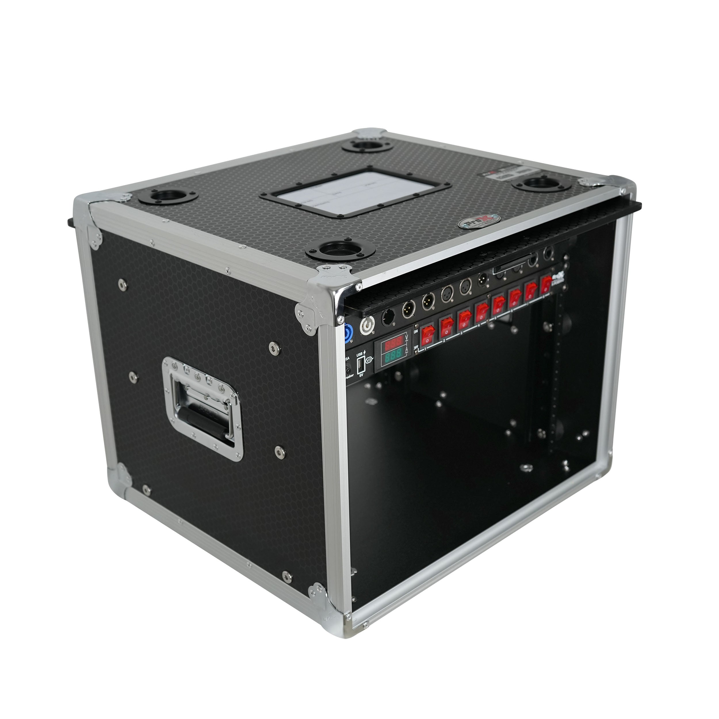 8U Vertical Shockmount Rack Case 14" Depth with Dual Top Sliding Slam Doors