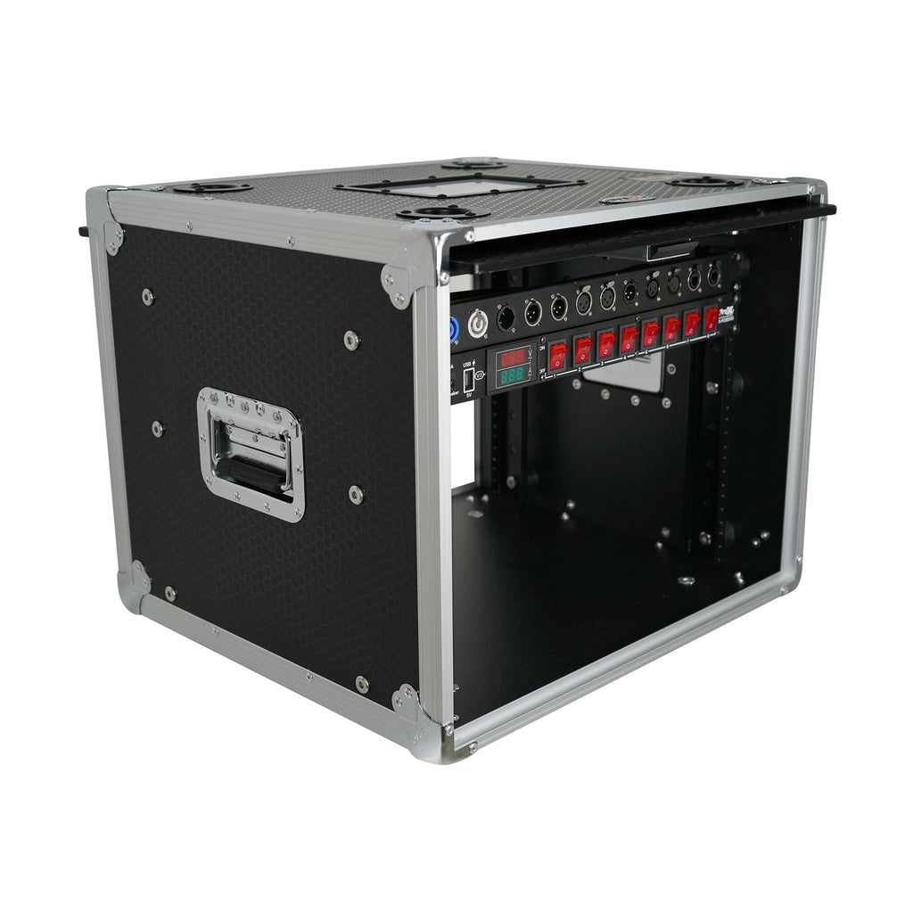 8U Vertical Shockmount Rack Case 14" Depth with Dual Top Sliding Slam Doors