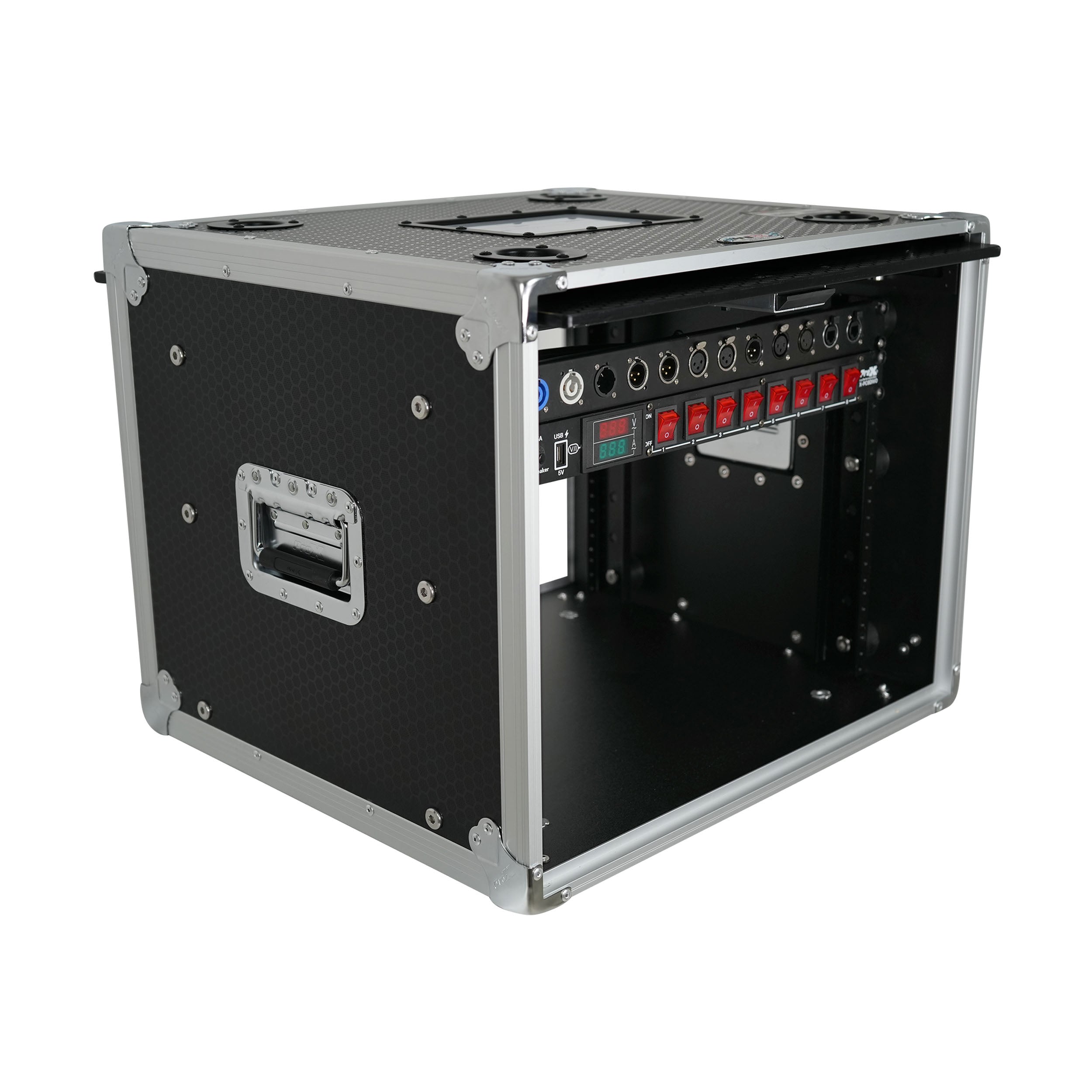 8U Vertical Shockmount Rack Case 14" Depth with Dual Top Sliding Slam Doors