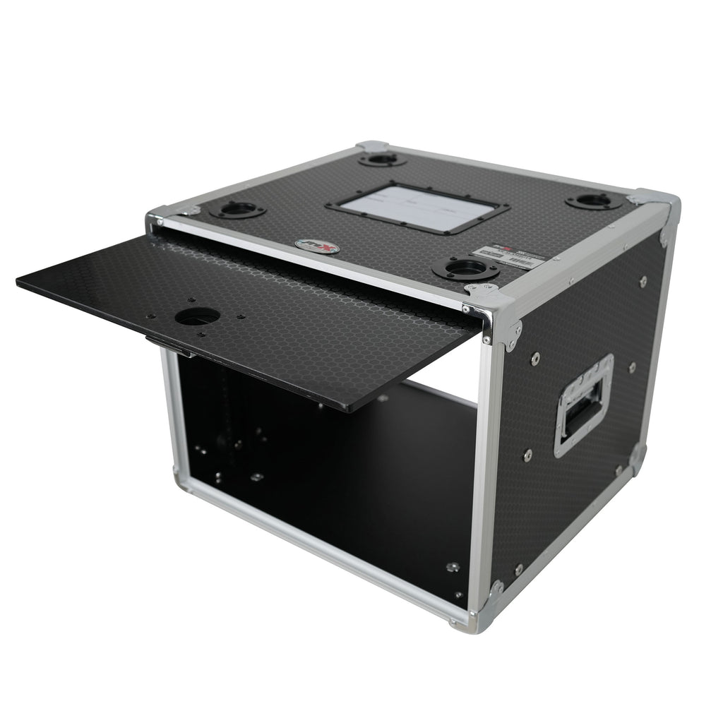 8U Vertical Shockmount Rack Case 14" Depth with Dual Top Sliding Slam Doors