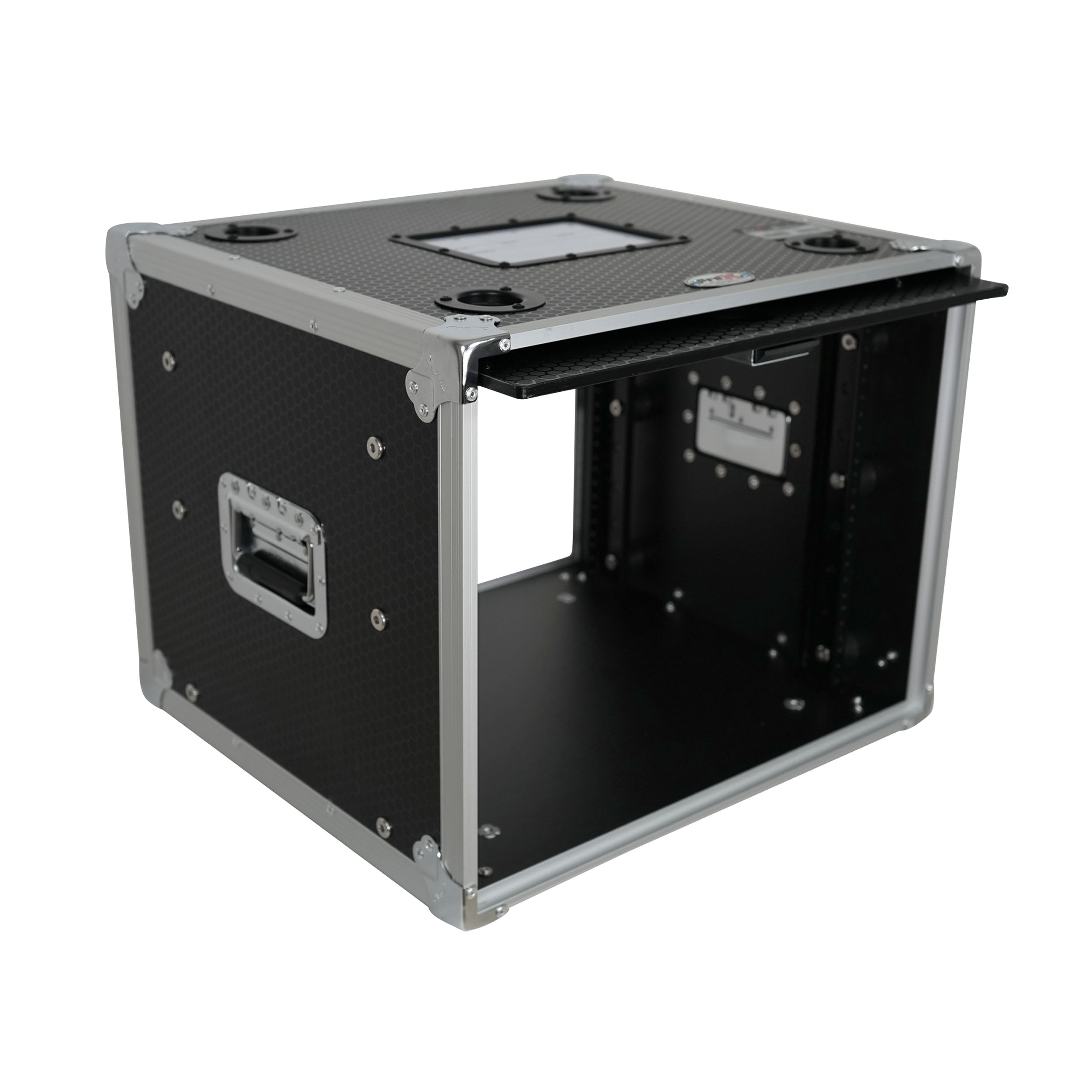 8U Vertical Shockmount Rack Case 14" Depth with Dual Top Sliding Slam Doors