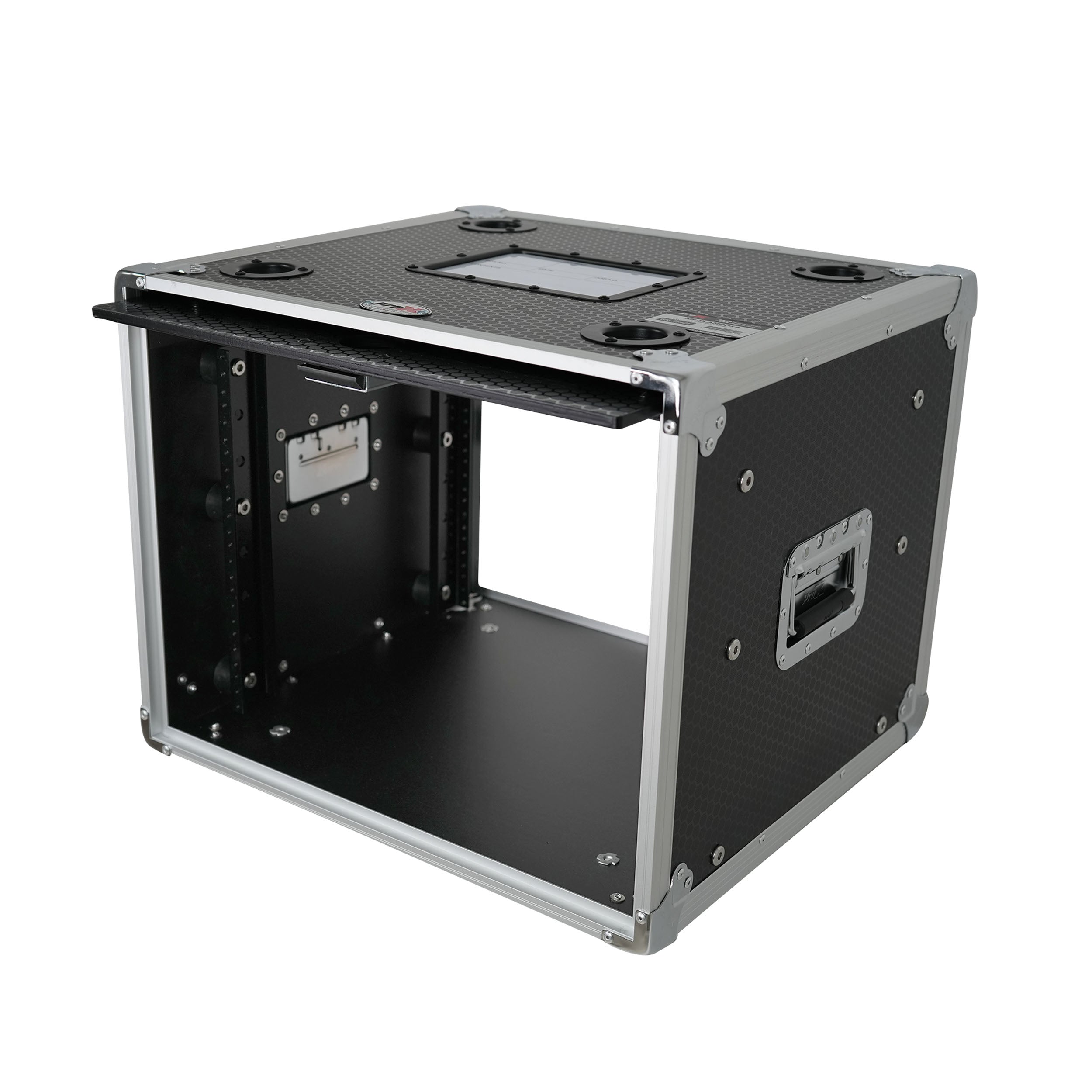 8U Vertical Shockmount Rack Case 14" Depth with Dual Top Sliding Slam Doors