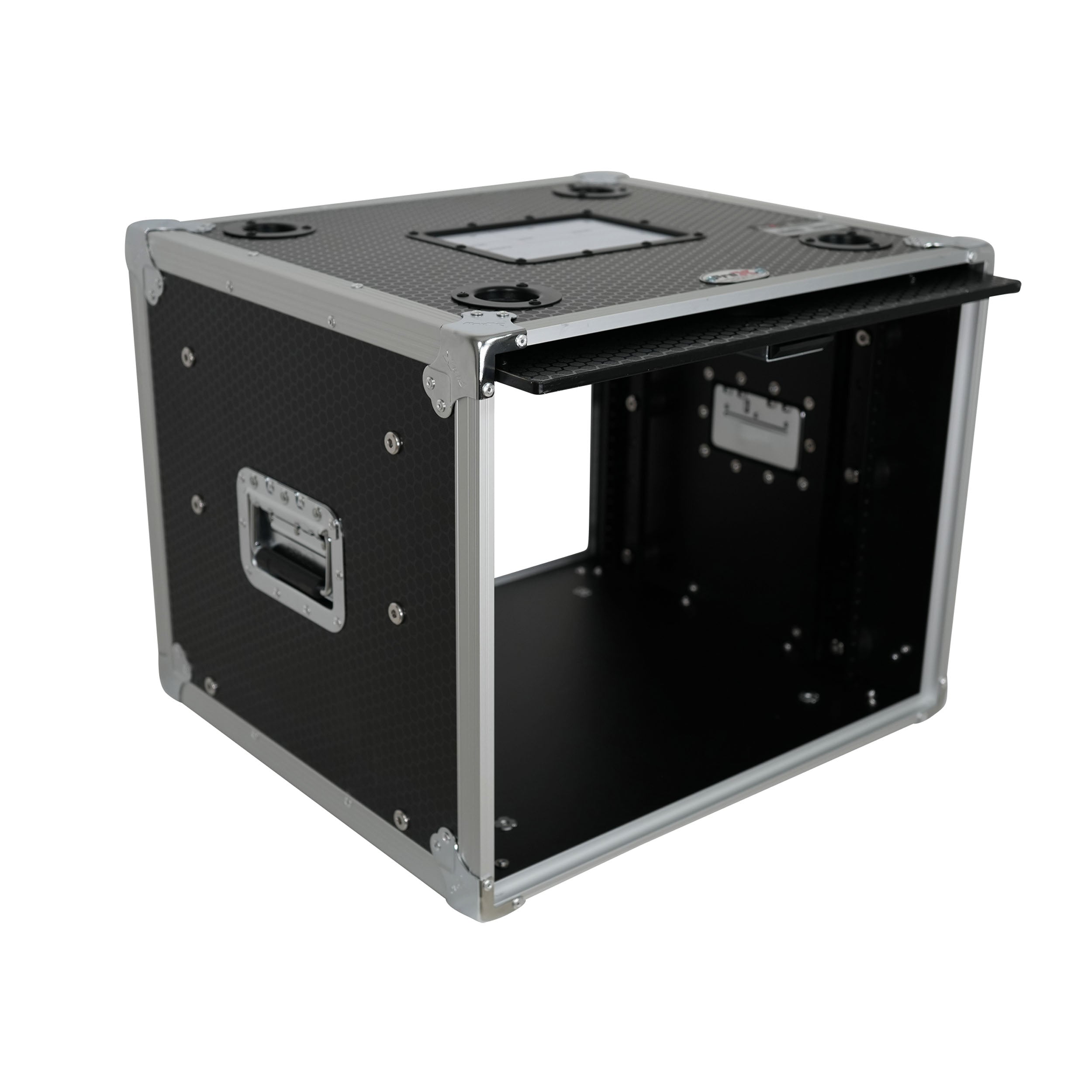 8U Vertical Shockmount Rack Case 14" Depth with Dual Top Sliding Slam Doors