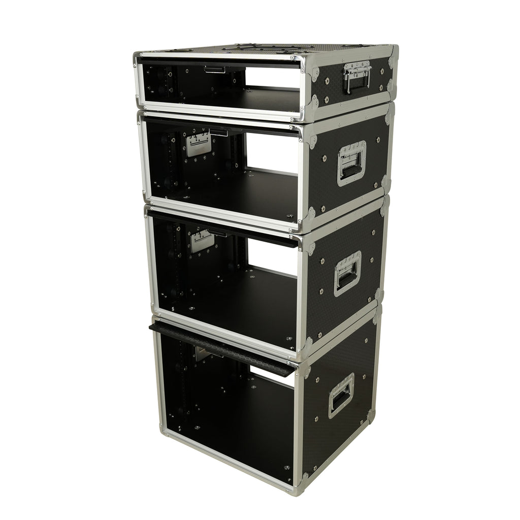 4U Vertical Shockmount Rack Case 14" Depth with Dual Top Sliding Slam Doors