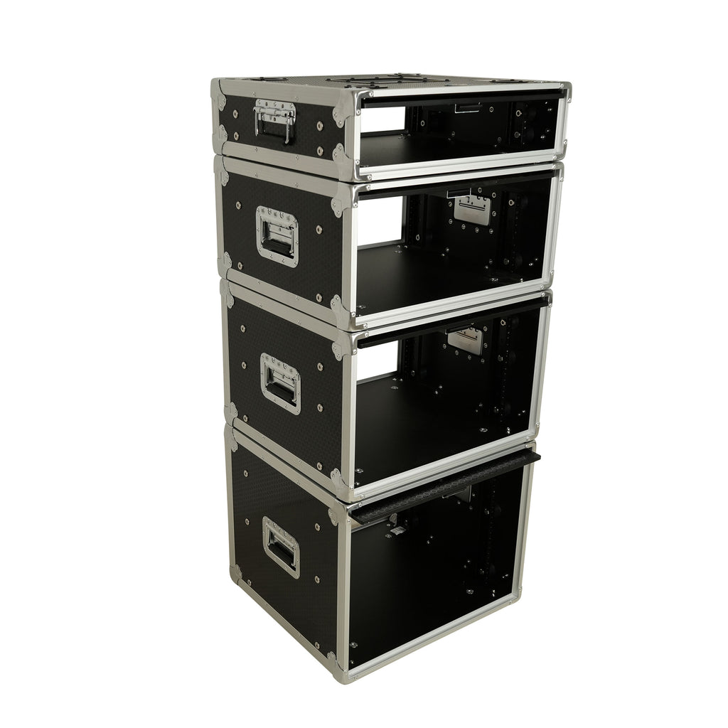 8U Vertical Shockmount Rack Case 14" Depth with Dual Top Sliding Slam Doors