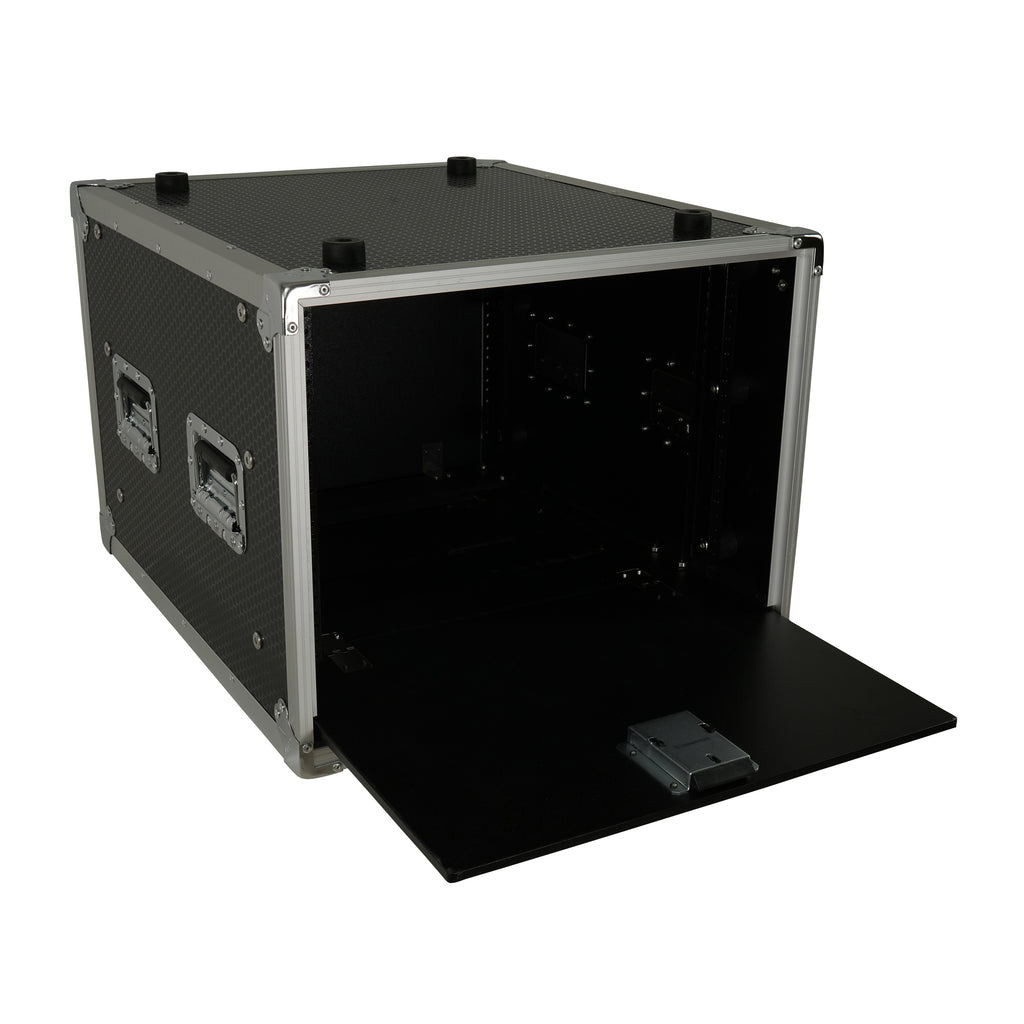 8U Vertical Shockmount Rack Case 20" Depth with Dual Top Sliding Slam Doors