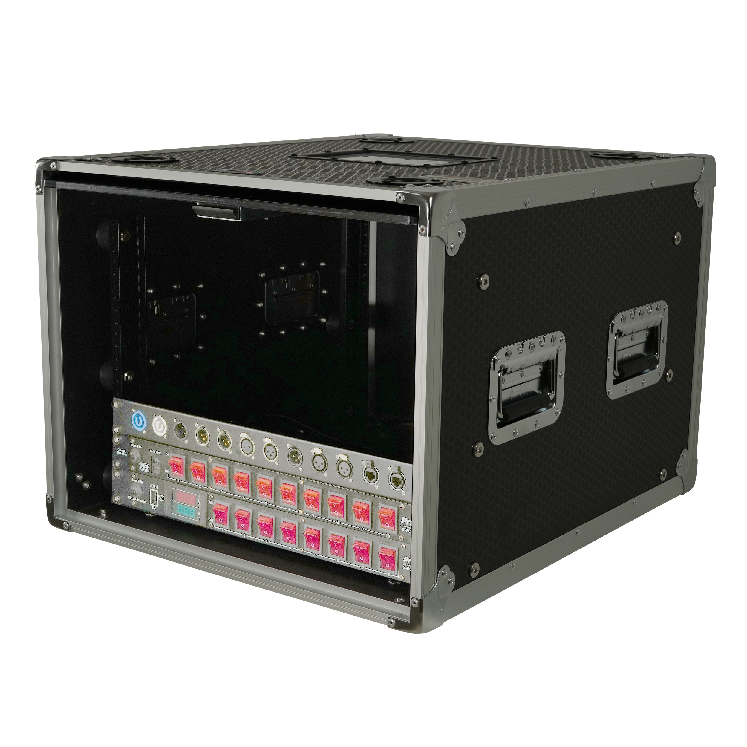 8U Vertical Shockmount Rack Case 20" Depth with Dual Top Sliding Slam Doors