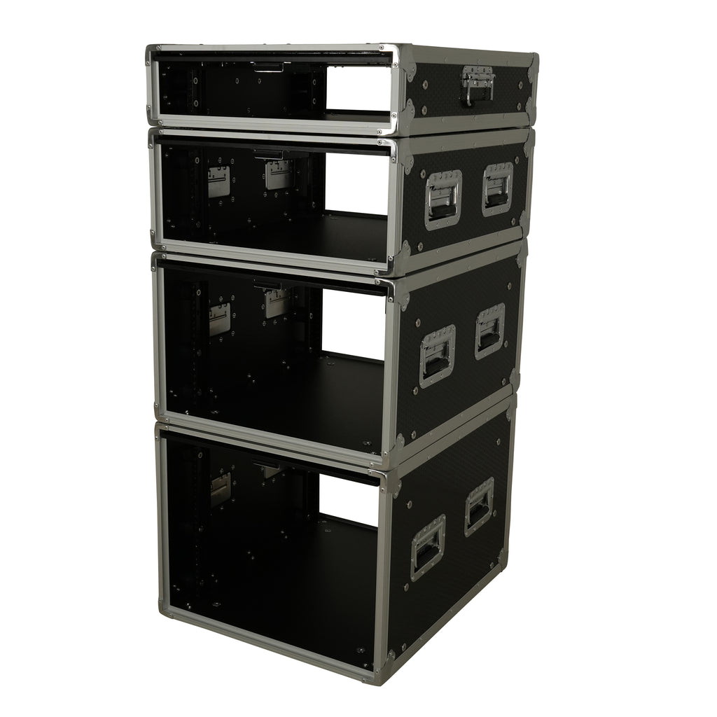 8U Vertical Shockmount Rack Case 20" Depth with Dual Top Sliding Slam Doors