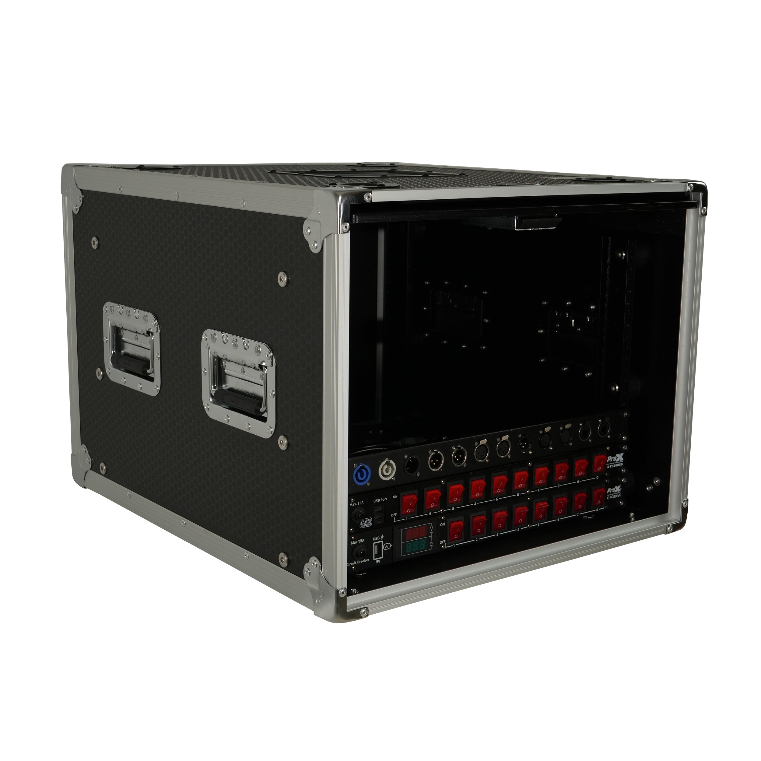 8U Vertical Shockmount Rack Case 20" Depth with Dual Top Sliding Slam Doors