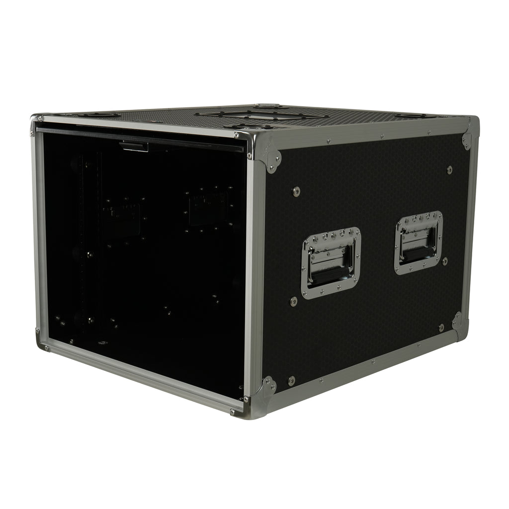 8U Vertical Shockmount Rack Case 20" Depth with Dual Top Sliding Slam Doors